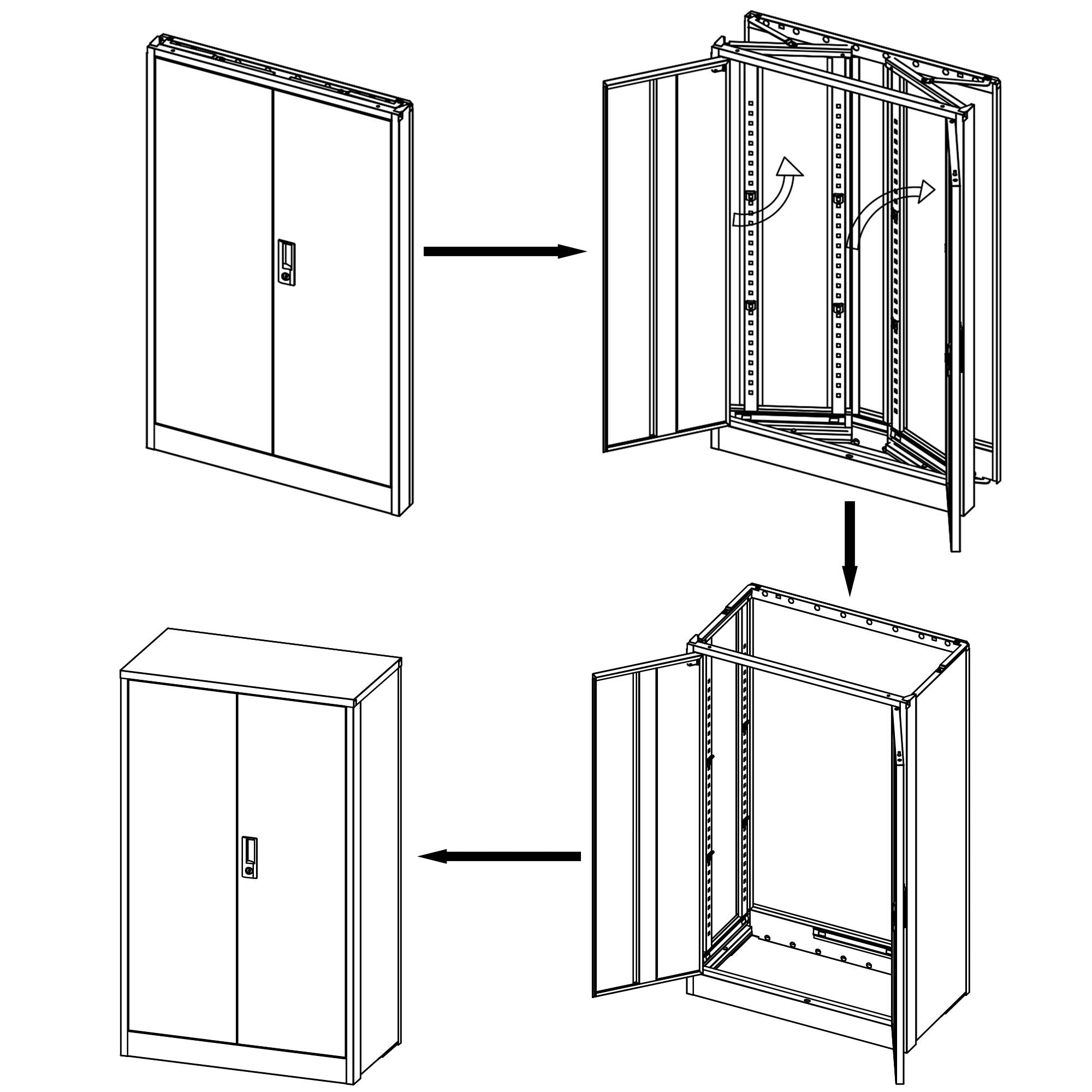 Euloong Furniture - Metal Storage Cabinet With Locking Doors And Adjustable Shelf, Folding Filing Storage Cabinet, Folding Storage Locker Cabinet For Home Office, School, Garage image 3