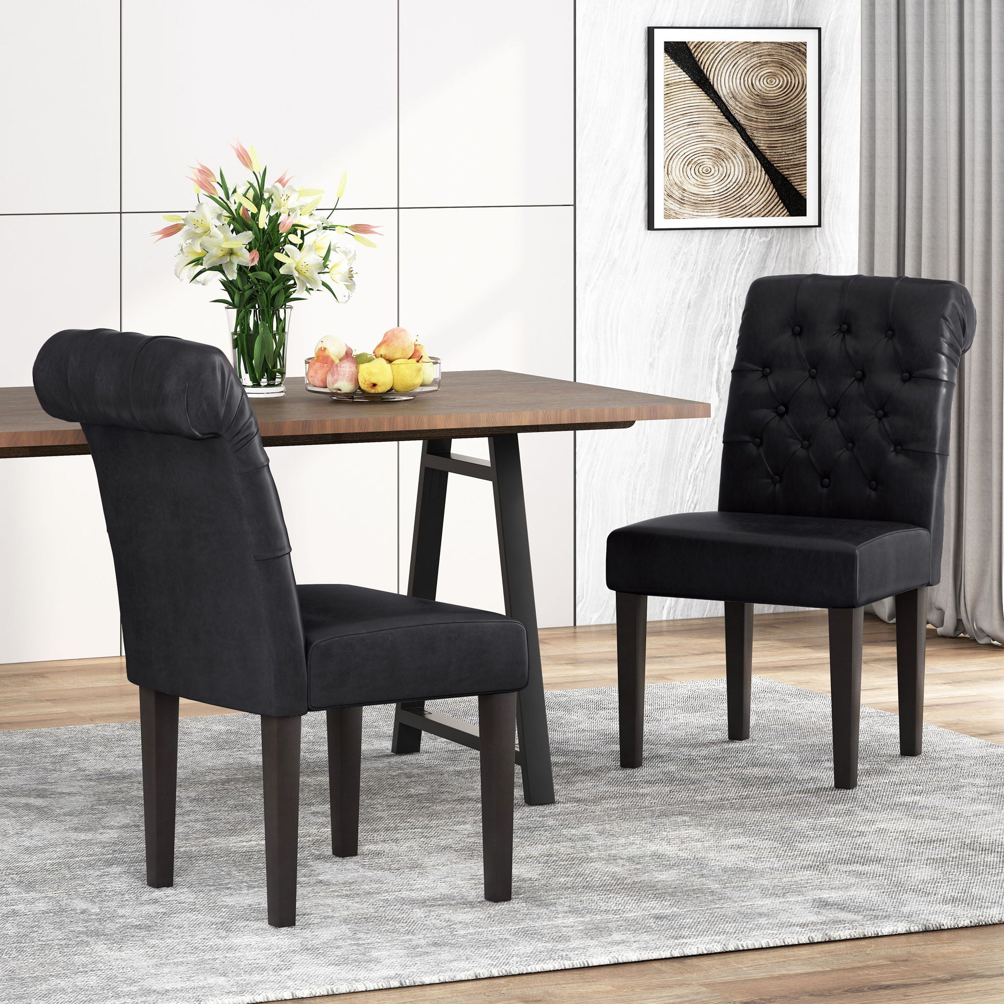 CloudHouse - Broxton - Tuft Dining Rolltop Chairs With Button Tufted Backrest (Set of 2) image 4