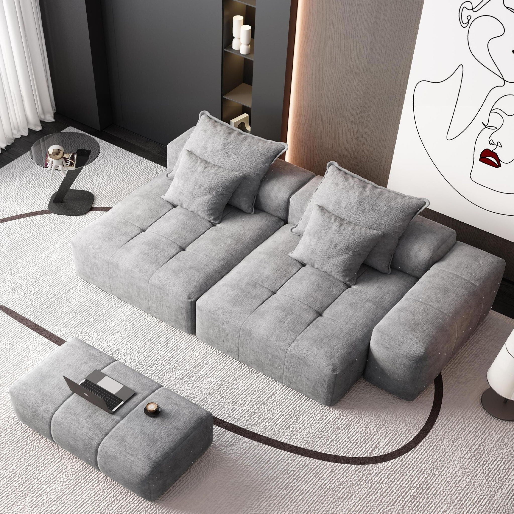 Bobby Furniture - Modern Oversized Diy Combination Modular Sectional Sofa With Pillows image 11