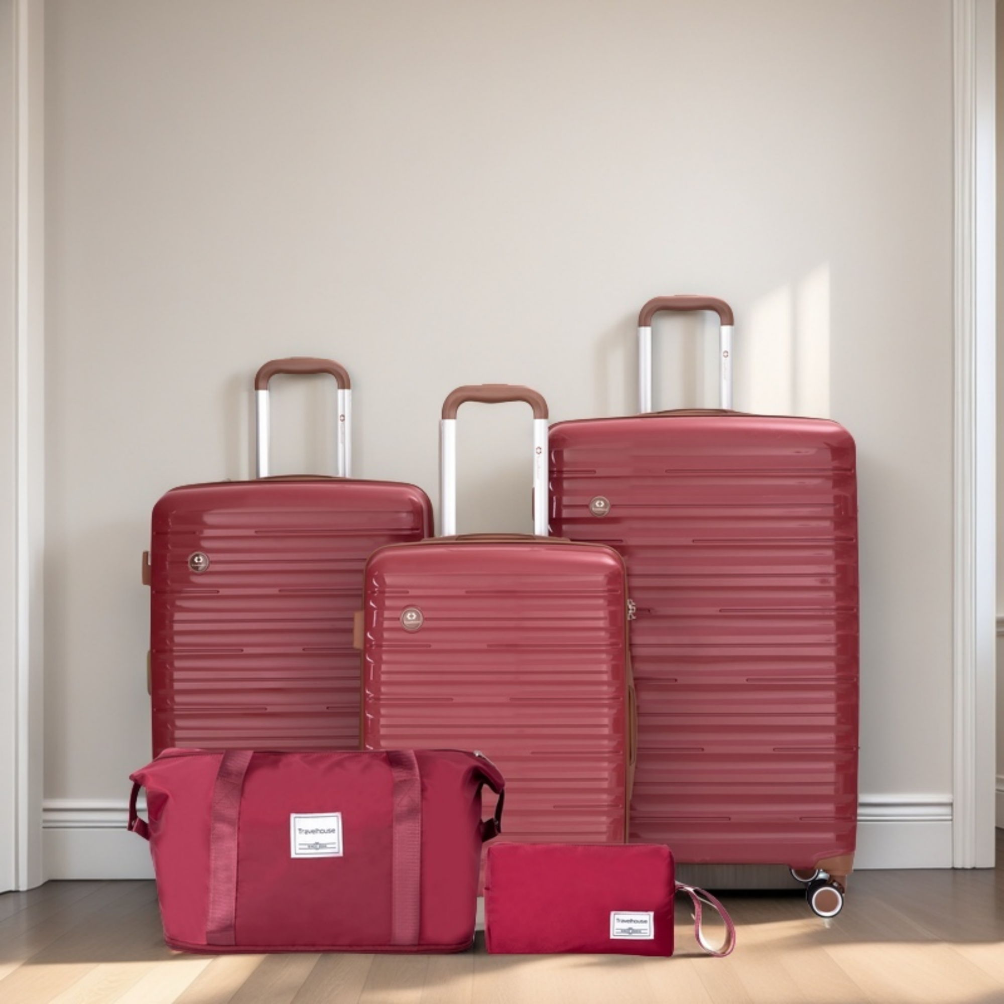 TravelHouse - 5 Piece Set Hardshell Carry On Luggage Set With Tsa Lock image 1