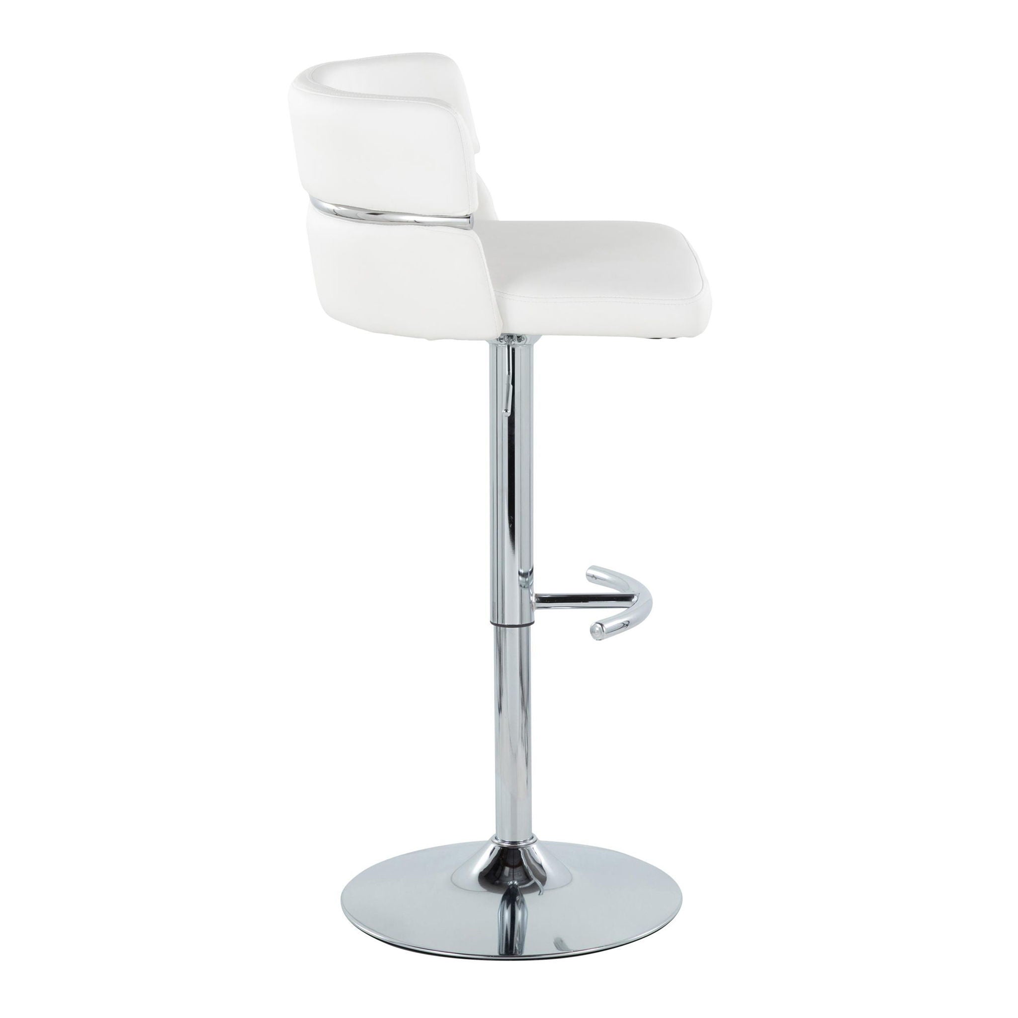 Lumi Source - Cinch - Contemporary Adjustable Barstool With Swivel With Rounded T Footrest (Set of 2) - Chrome / White image 1