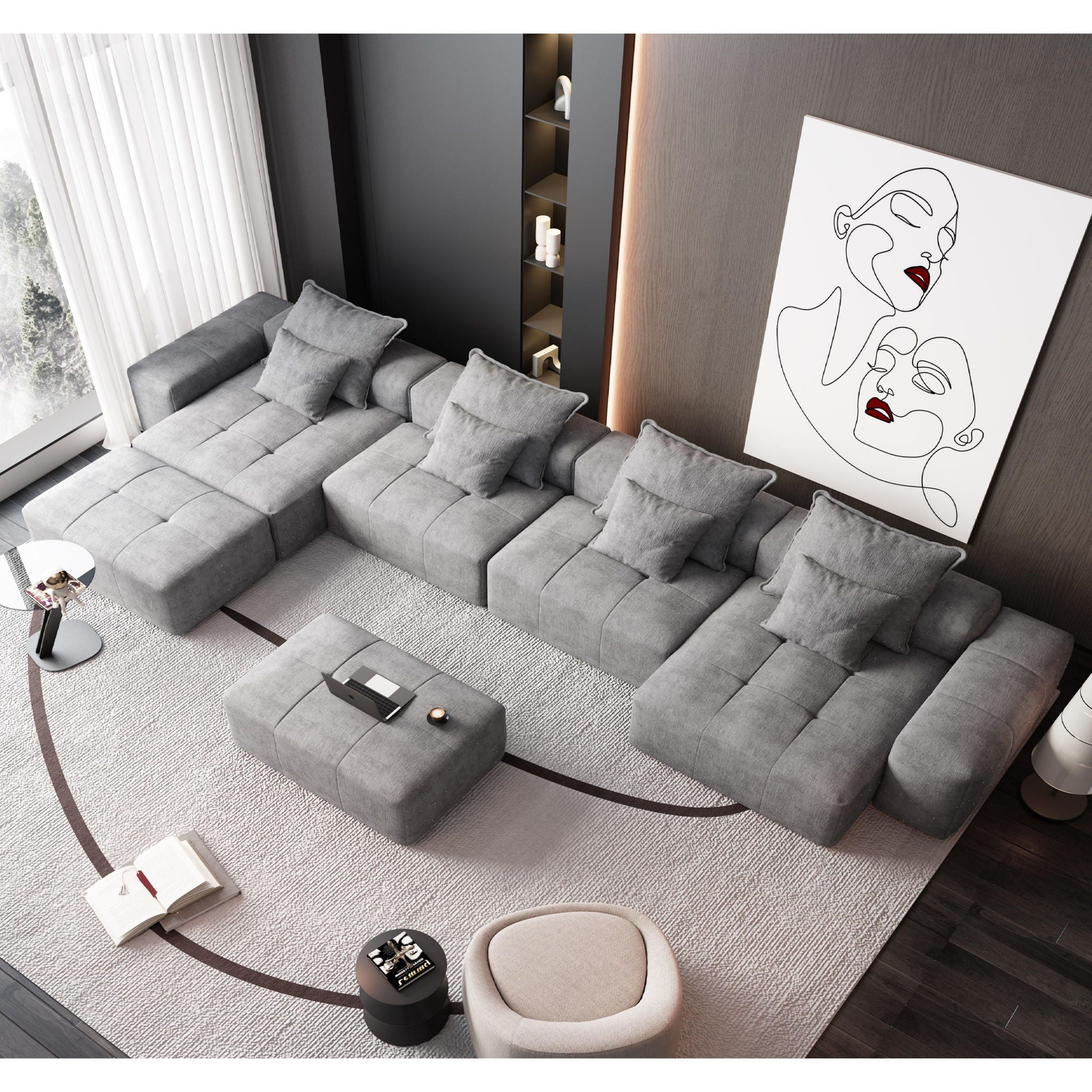 Bobby Furniture - Modern Oversized Diy Combination Modular Sectional Sofa With Pillows image 88