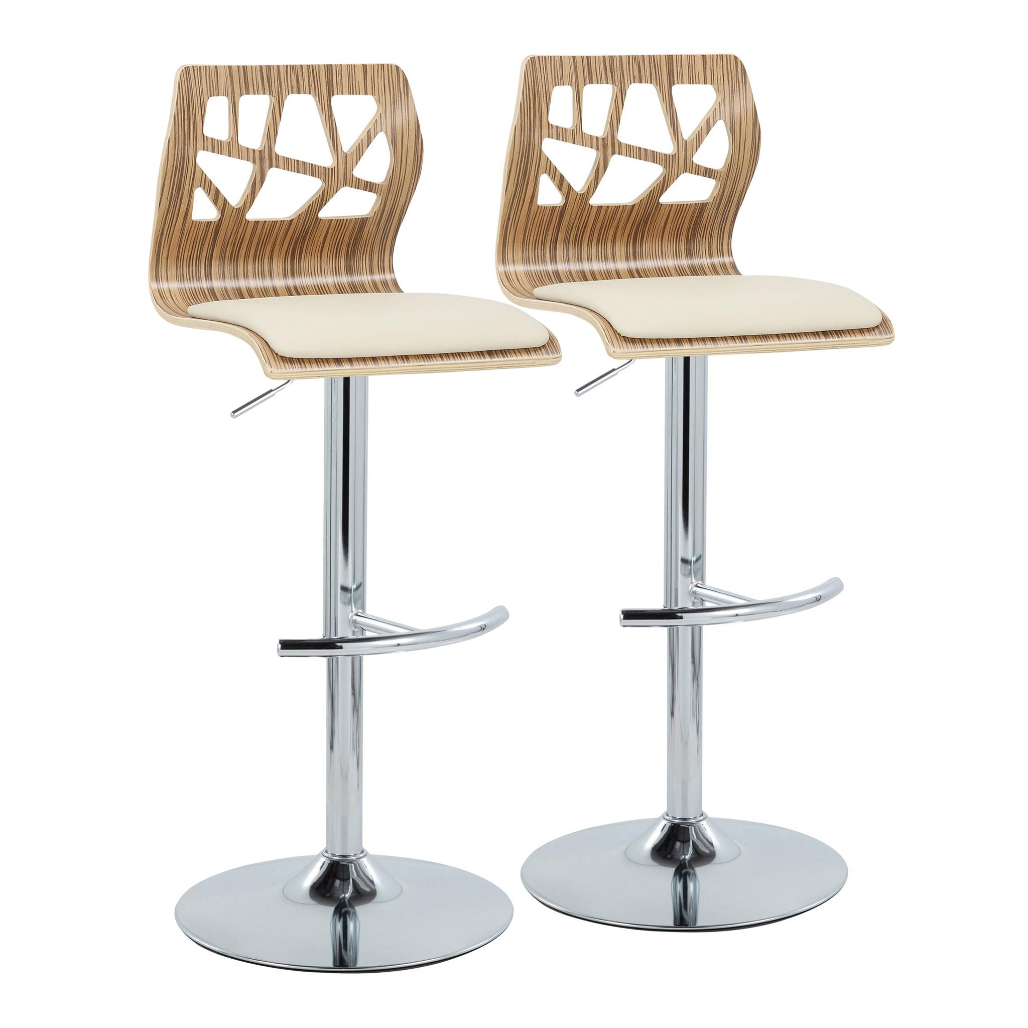 Lumi Source - Folia - Mid Century Modern Adjustable Barstool With Swivel With Rounded T Footrest (Set of 2) image 1