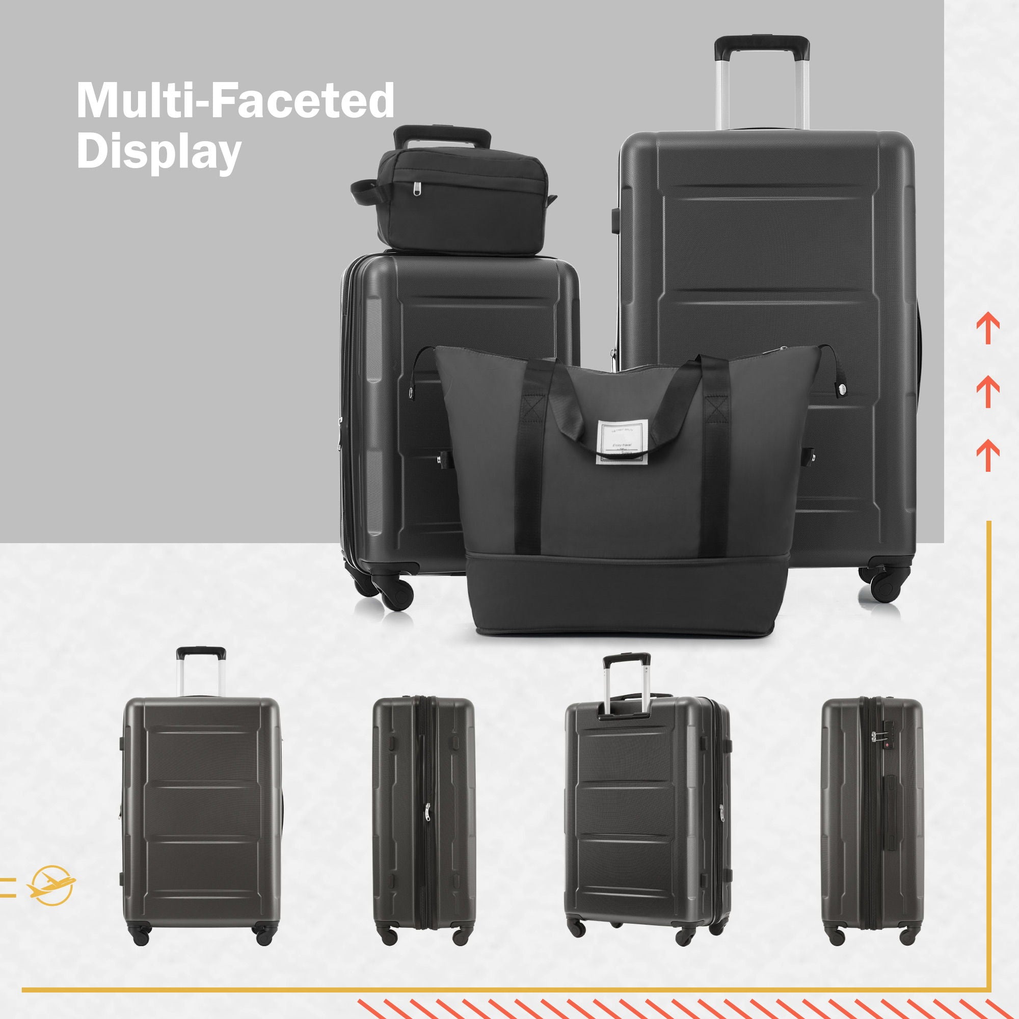 SUM Luggage - 2 Piece Luggage Set With Bags Expanable Spinner Wheels ABS Lightweight Suitcase With Tsa Lock 20" / 24" image 19