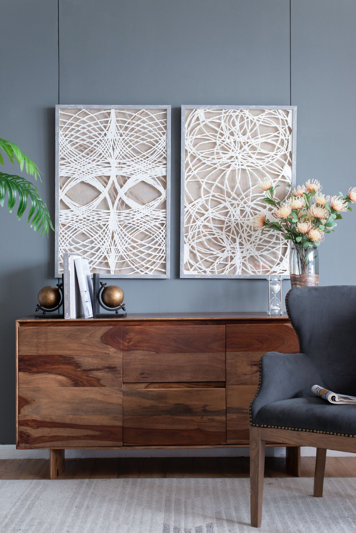 Evergreen Decor - Leaf Shadow Box Wall Decor (Set of 2) - White / Gray image 4