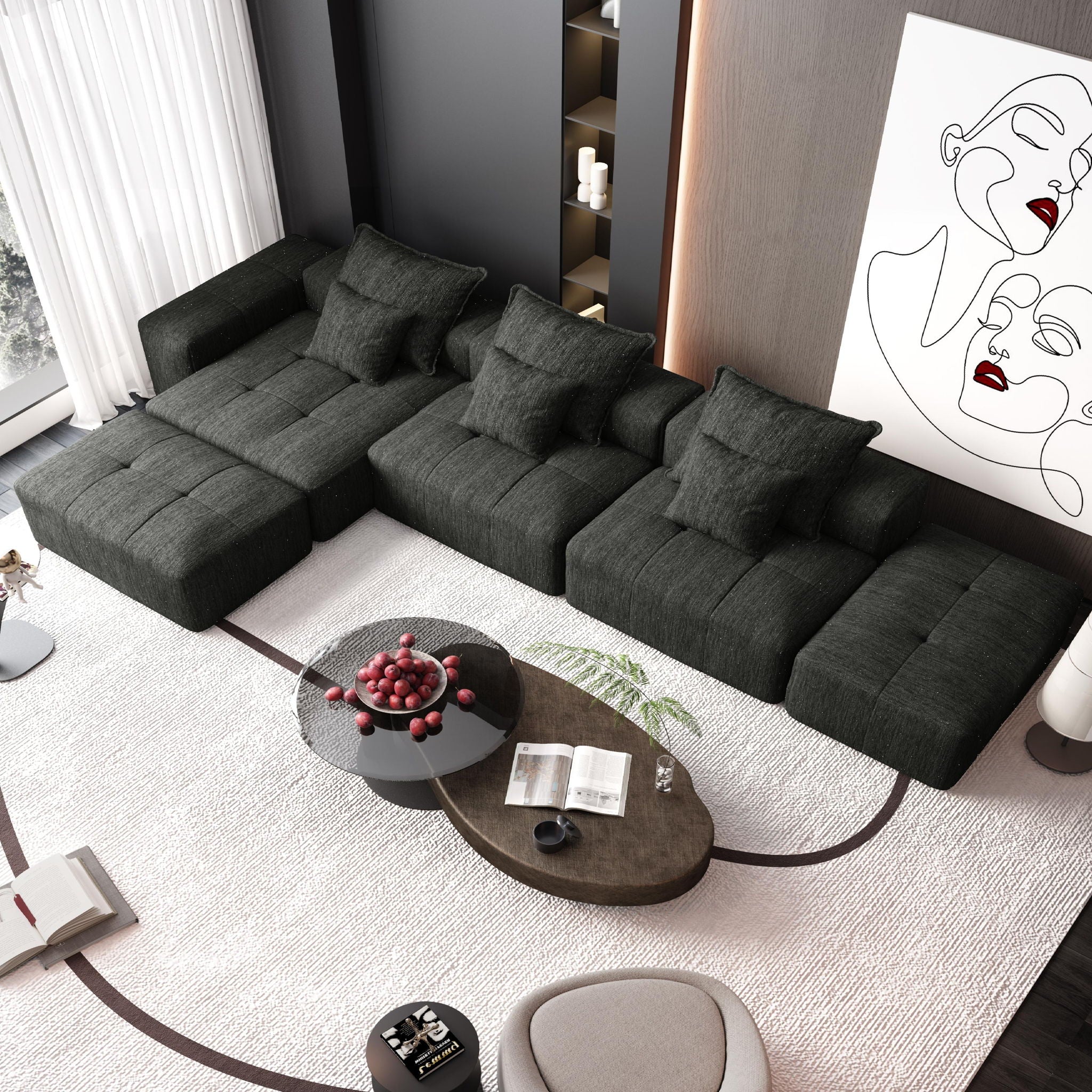 Bobby Furniture - Modern Oversized Diy Combination Modular Sectional Sofa With Pillows image 71