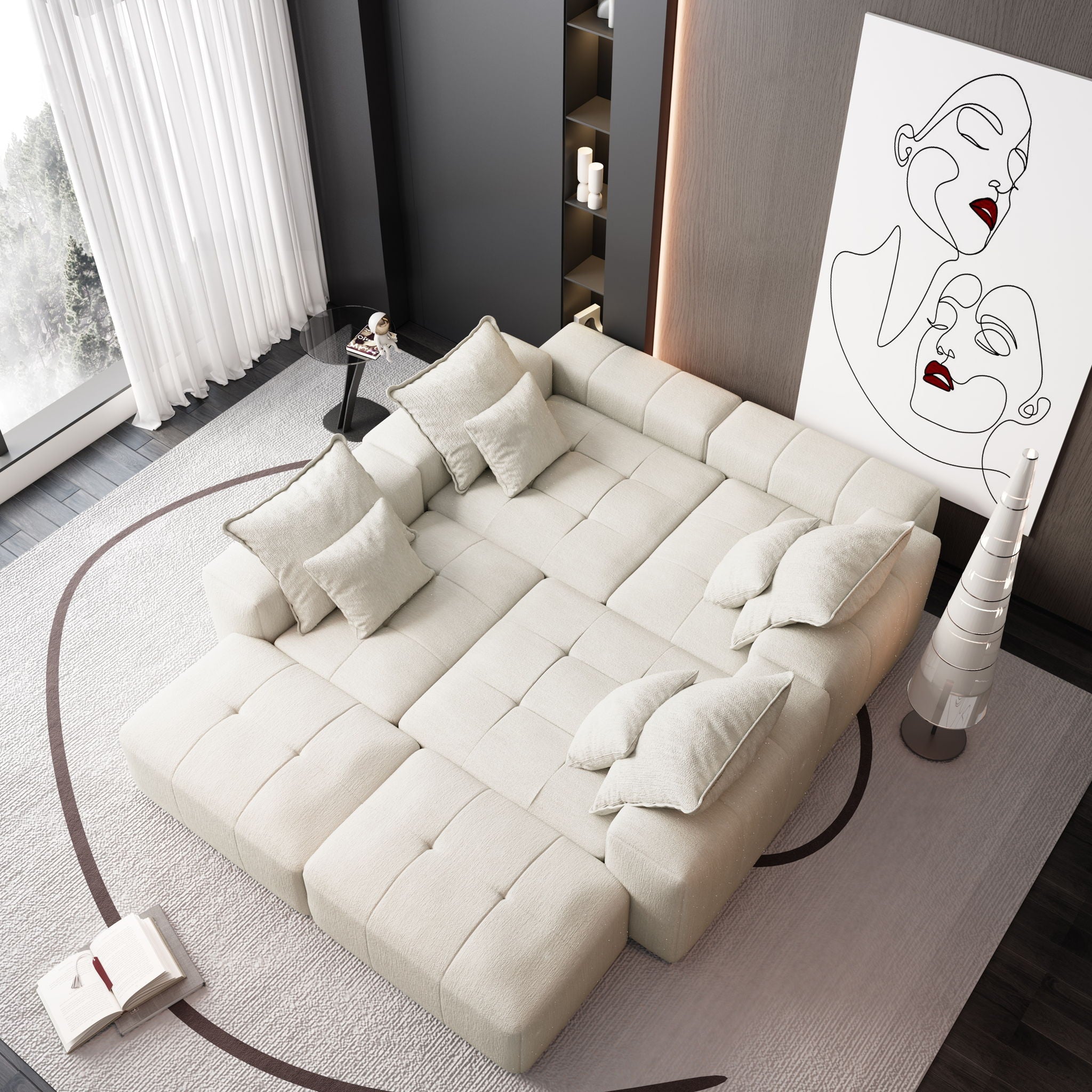 Bobby Furniture - Modern Oversized Diy Combination Modular Sectional Sofa With Pillows image 39