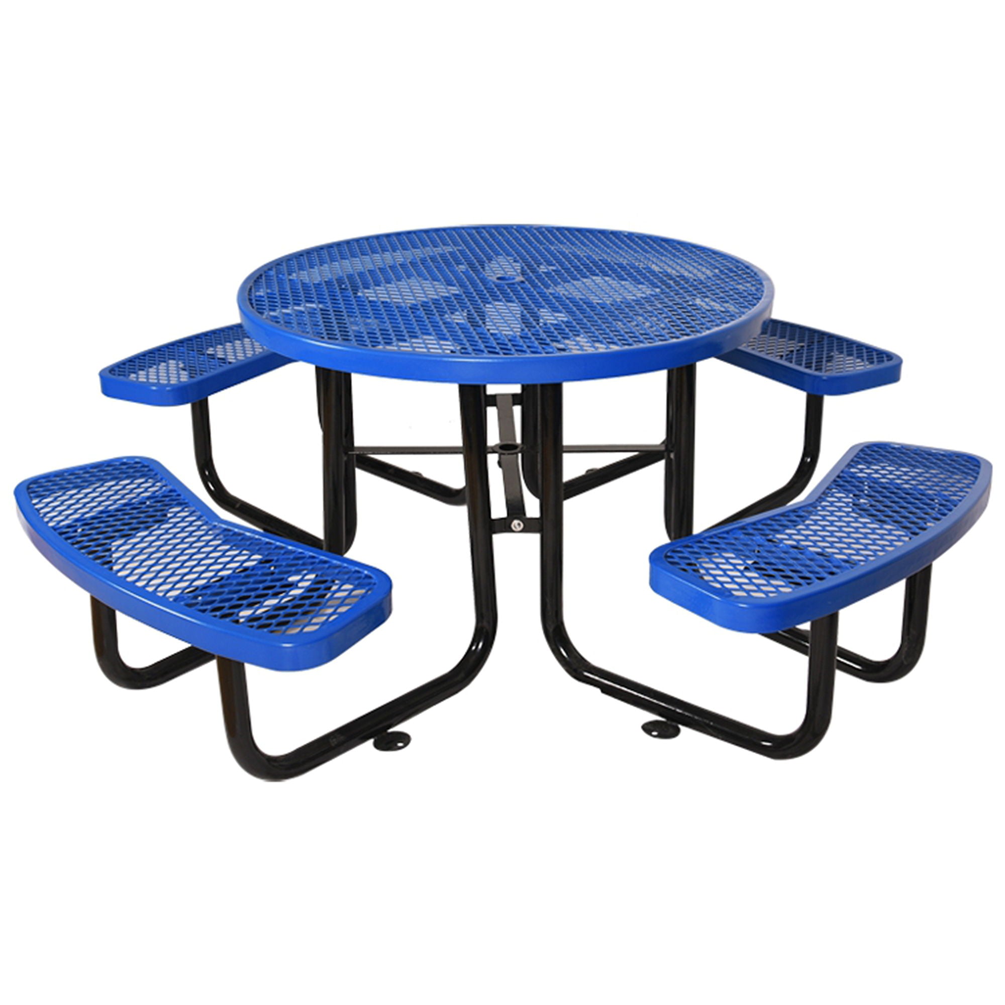 G&H - Round Outdoor Steel Picnic Table With Umbrella Pole image 1