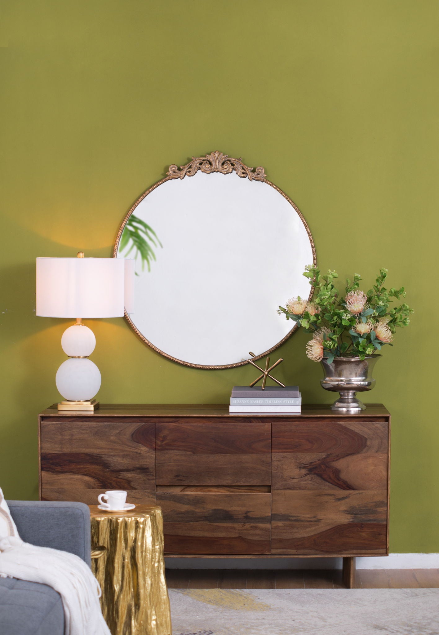 Evergreen Decor - Classic Design Mirror With Baroque Inspired Frame For Bathroom, Entryway Console Lean Against Wall image 8
