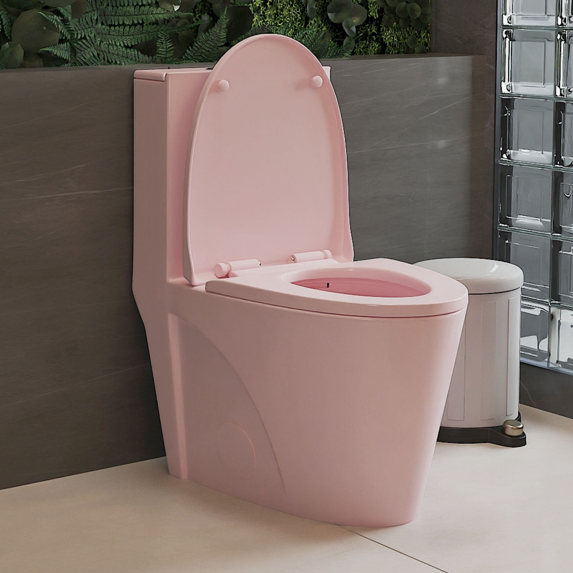 BathIn - 1.1 / 1.60 Gpf Dual-Flush One Piece Toilet, Water-Saving Elongated Comfort Height Floor Mounted, Soft Close 1000 Gram Map Flushing Score Toilet 23T01-Rs - Rose image 2