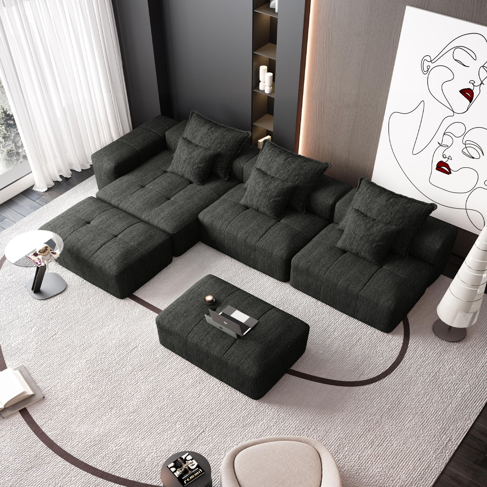 Bobby Furniture - Modern Oversized Diy Combination Modular Sectional Sofa With Pillows image 65