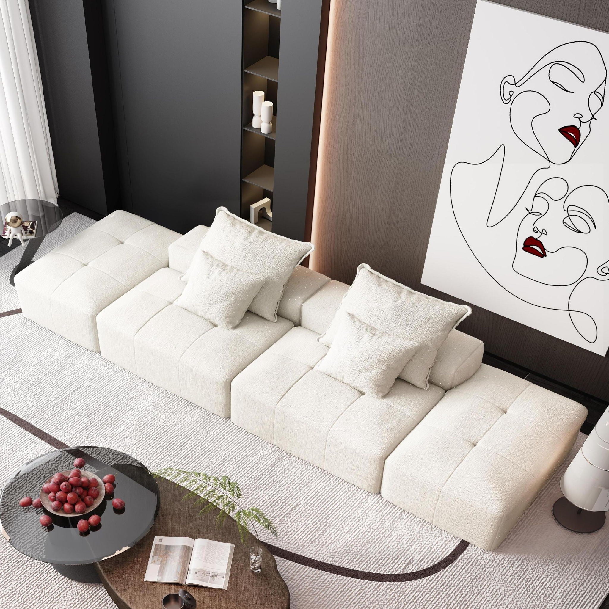 Bobby Furniture - Modern Oversized Diy Combination Modular Sectional Sofa With Pillows image 7