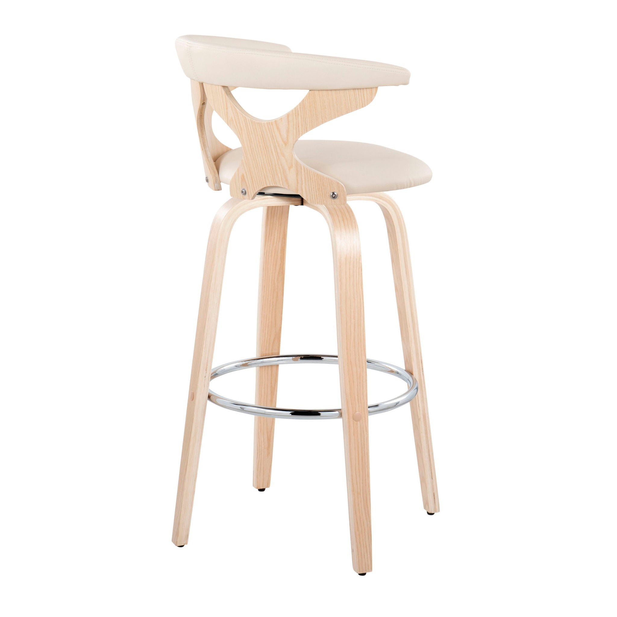 Lumi Source - Gardenia - Contemporary Fixed Height Barstool With Swivel With Round Footrest (Set of 2) image 2