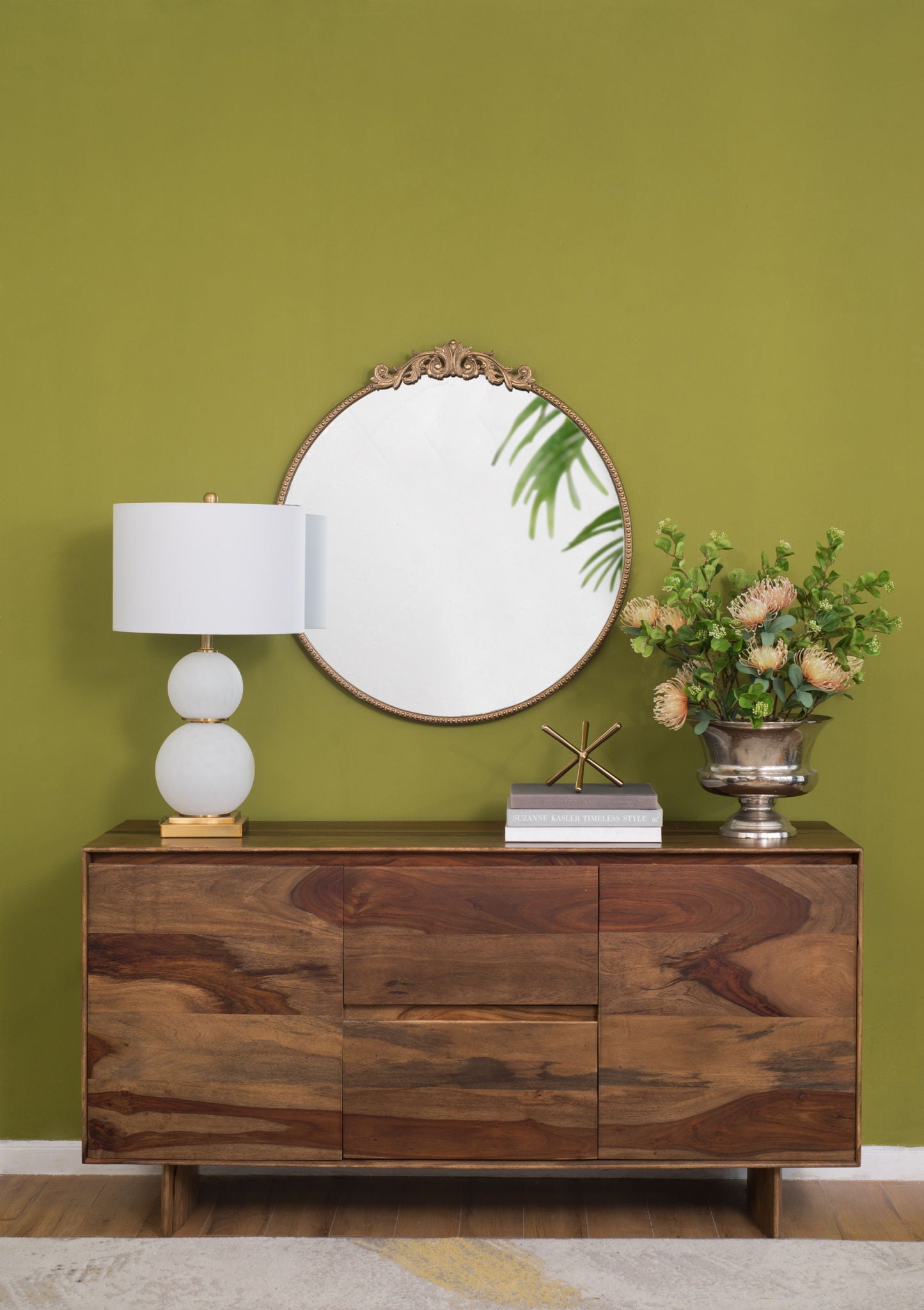 Evergreen Decor - Classic Design Mirror With Baroque Inspired Frame For Bathroom, Entryway Console Lean Against Wall image 5