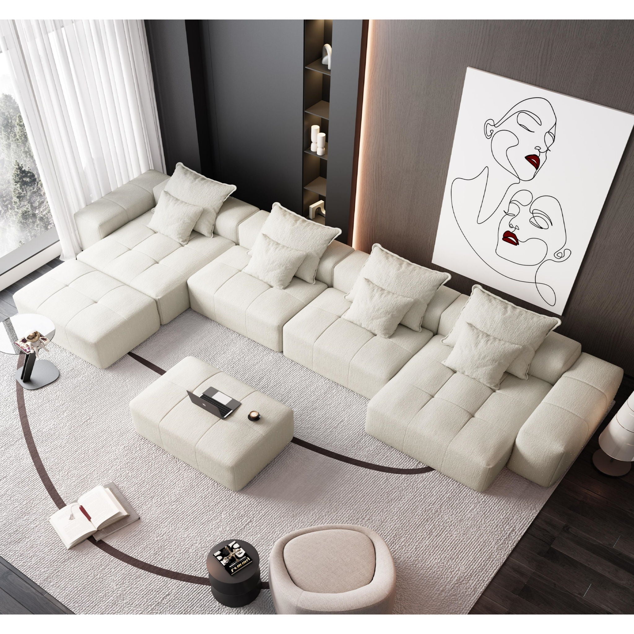 Bobby Furniture - Modern Oversized Diy Combination Modular Sectional Sofa With Pillows image 2