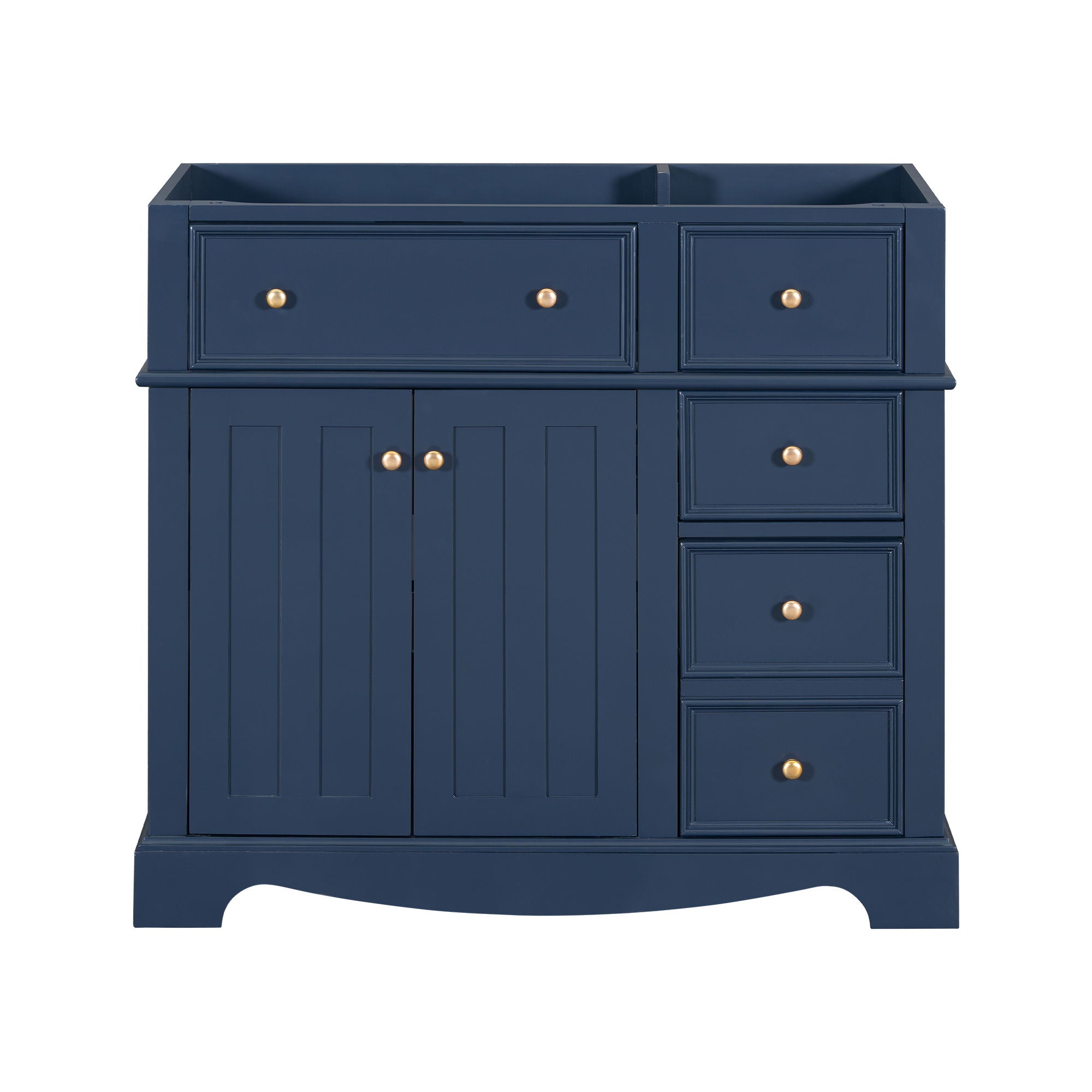 Everwood Home - Vanity Without Basin Sink, Frame Bathroom Storage Cabinet, Freestanding Vanity With 3 Drawers & Adjustable Shelf image 3
