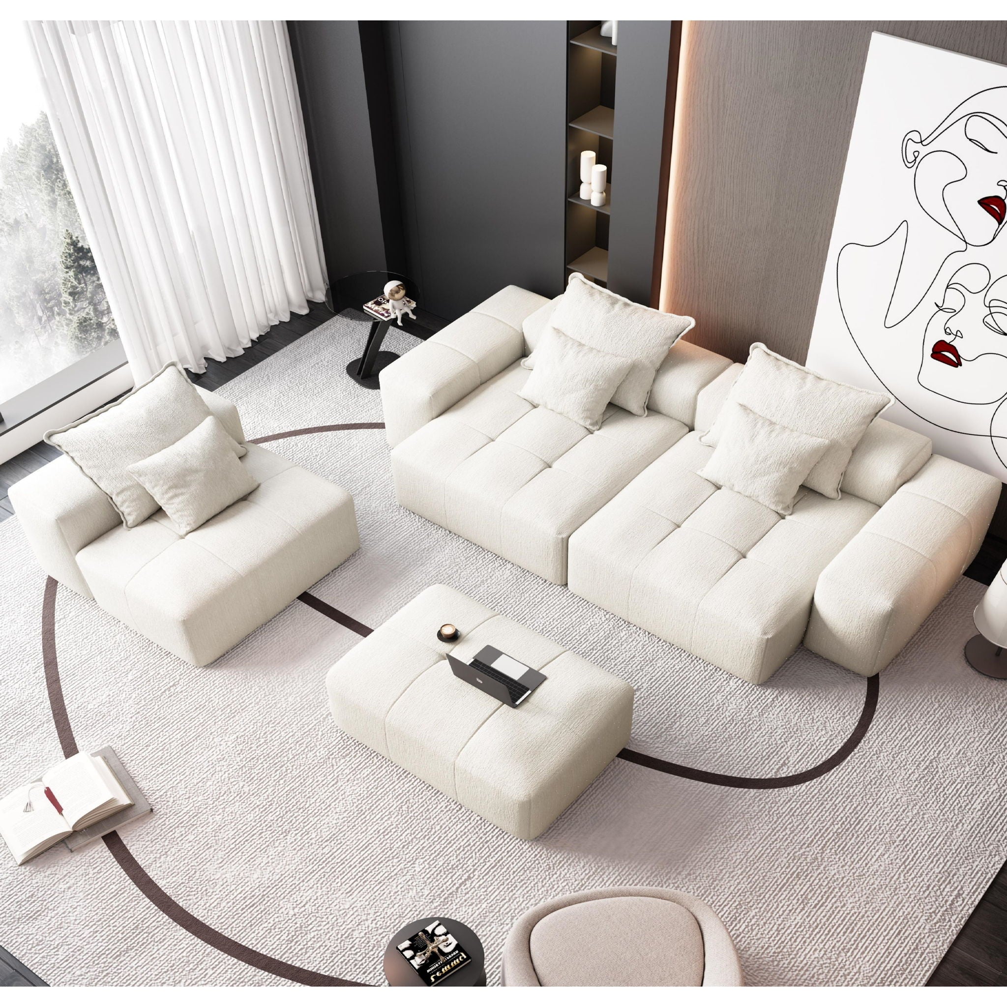 Bobby Furniture - Modern Oversized Diy Combination Modular Sectional Sofa With Pillows image 57