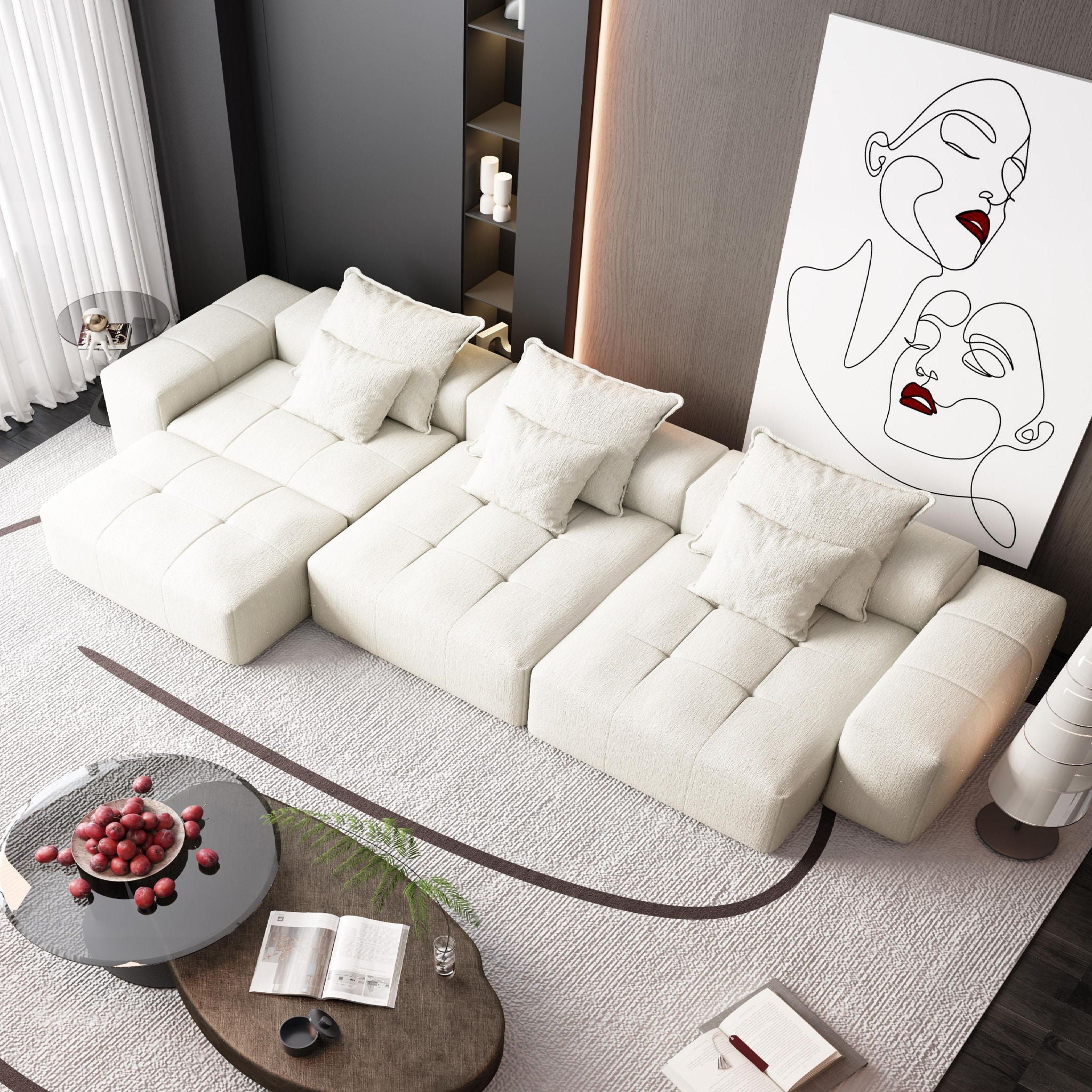 Bobby Furniture - Modern Oversized Diy Combination Modular Sectional Sofa With Pillows image 49