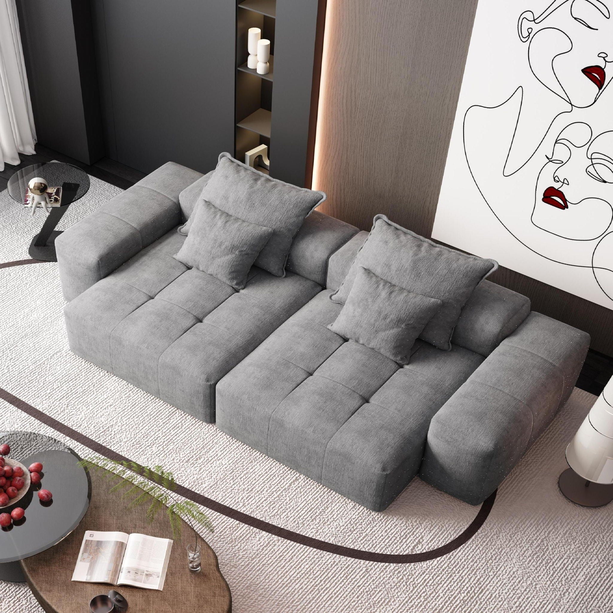 Bobby Furniture - Modern Oversized Diy Combination Modular Sectional Sofa With Pillows image 16