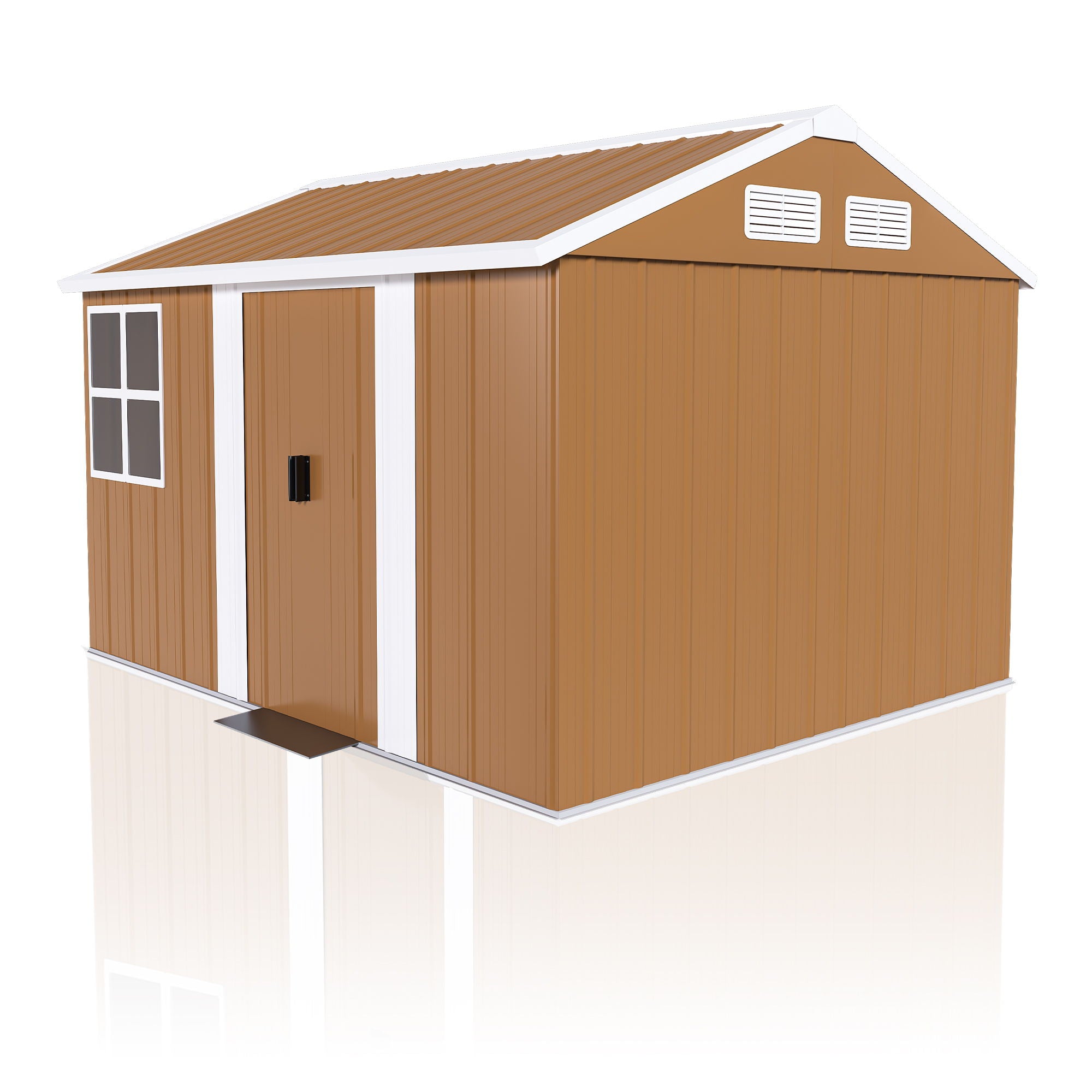 Furniture Specialist - Heavy Duty Metal Storage Shed With Windows And Lockable Door, Weatherproof Outdoor Garden Shed image 11