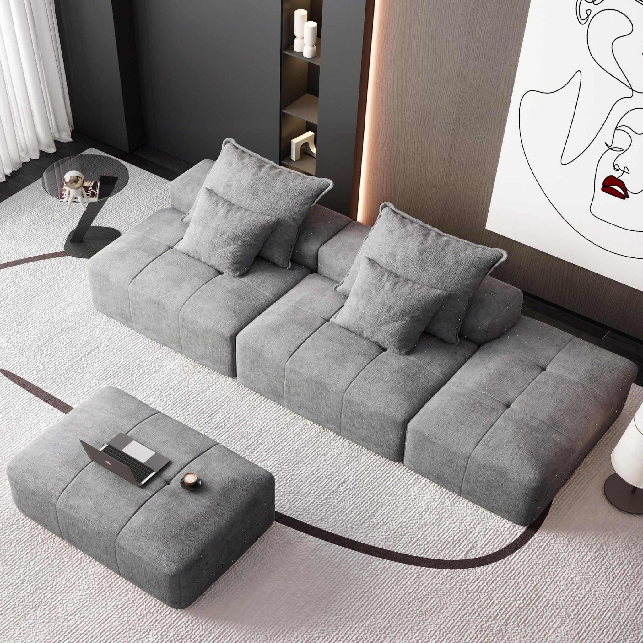 Bobby Furniture - Modern Oversized Diy Combination Modular Sectional Sofa With Pillows image 87