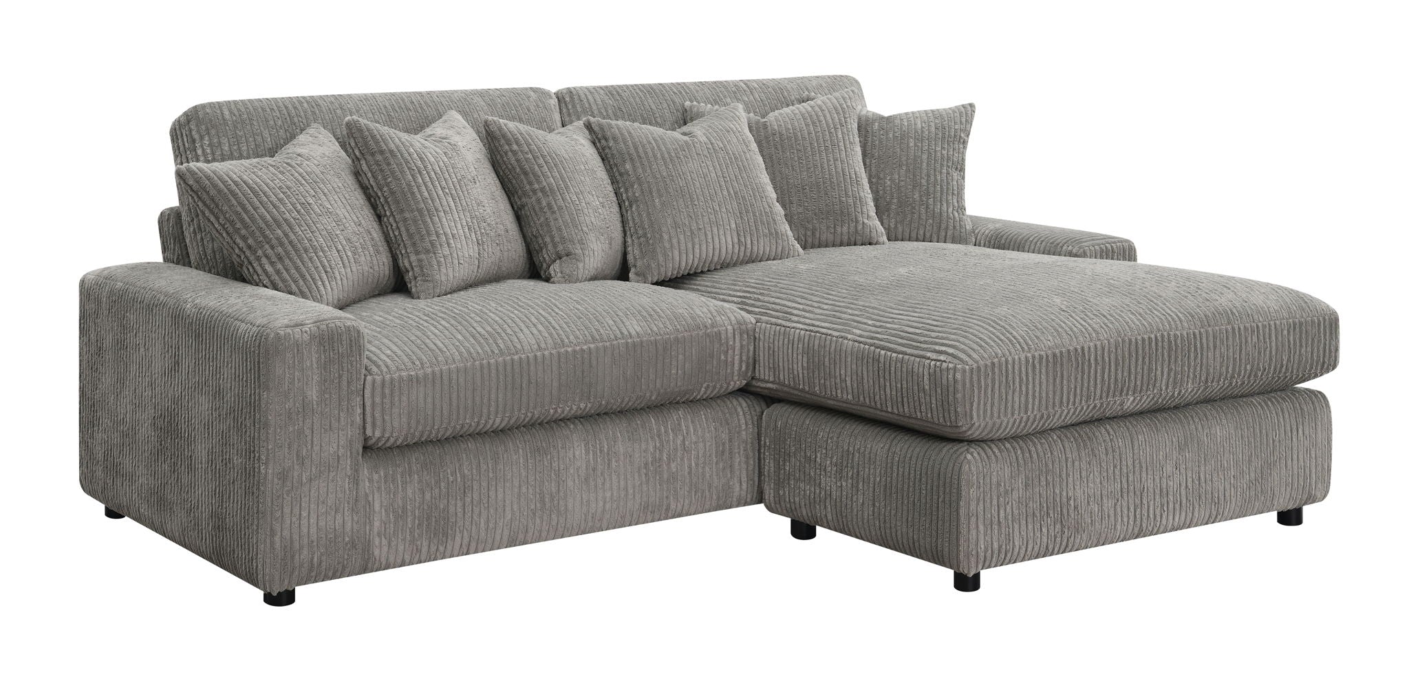 Acme - Tavia - Reversible Sectional Sofa With 6 Pillows - Gray image 2