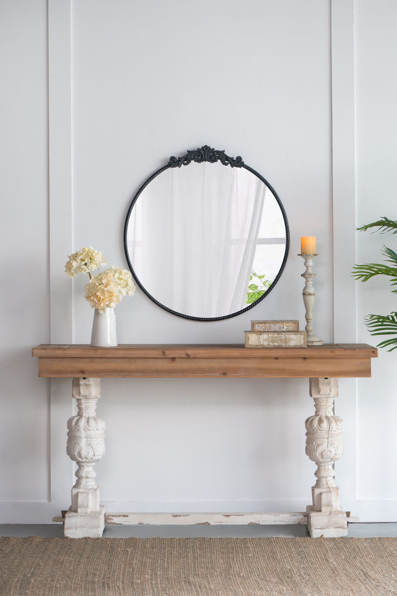 Evergreen Decor - Classic Design Mirror With Baroque Inspired Frame For Bathroom, Entryway Console Lean Against Wall image 7