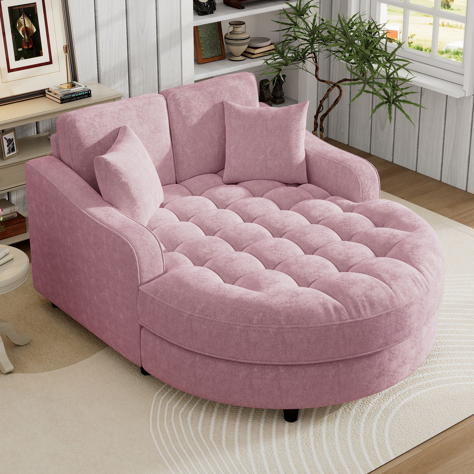 Oris Fur. - Modern Chaise Lounge Upholstered Sofa Couch With Tufted Seat And Detachable Pillows For Living Room image 3