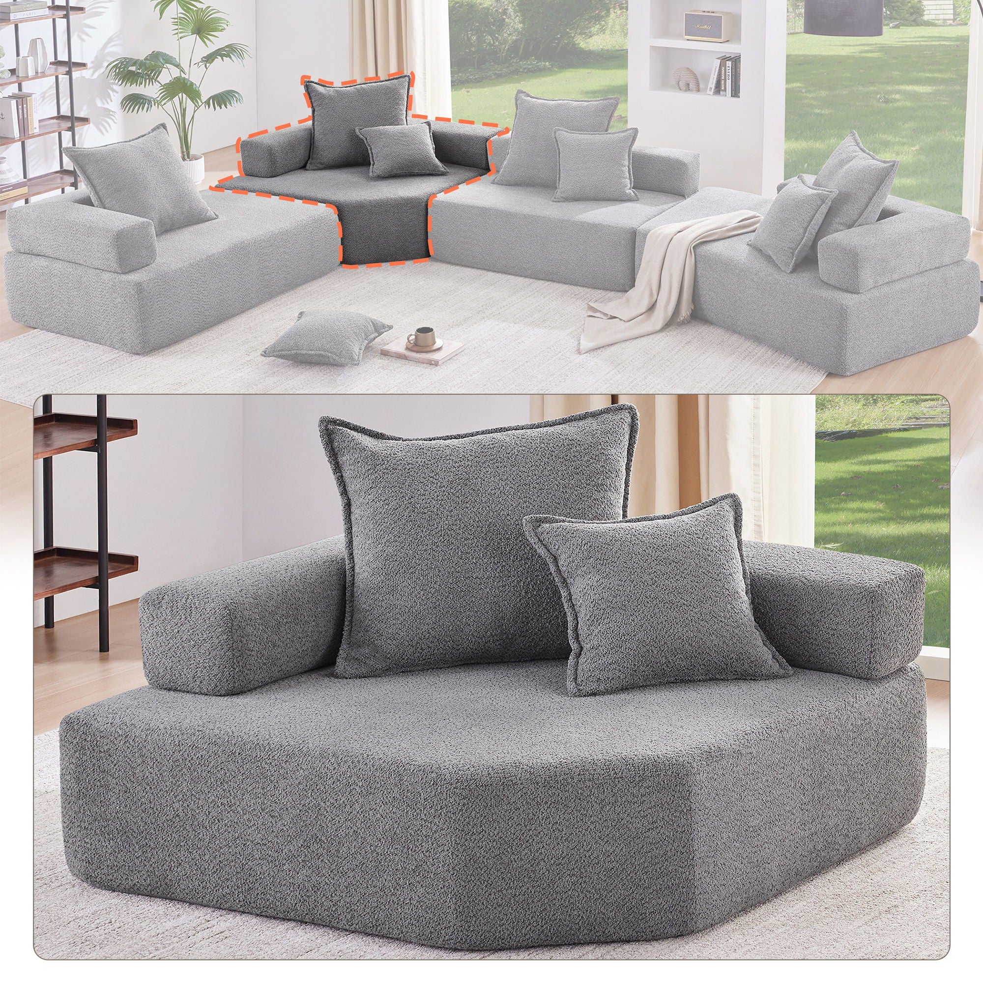 Luxe & Co. - Frame For Oversized Modular U Shaped Sectional, Floor Couch Convertible Compressed Couch Spacious Foam Filled Sofa image 27