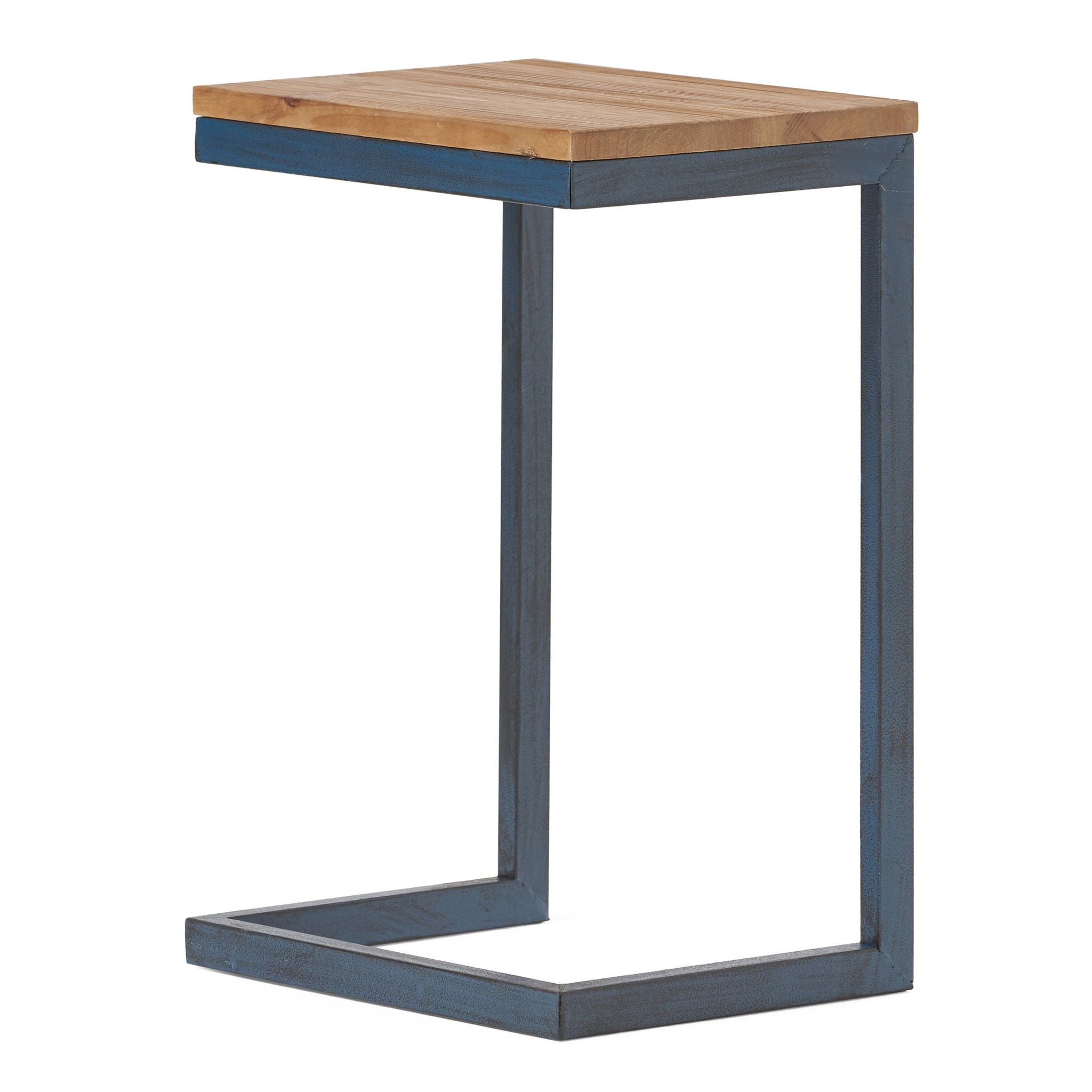 Home Living - C Shaped End Table With Iron Base And Fir Wood To image 2