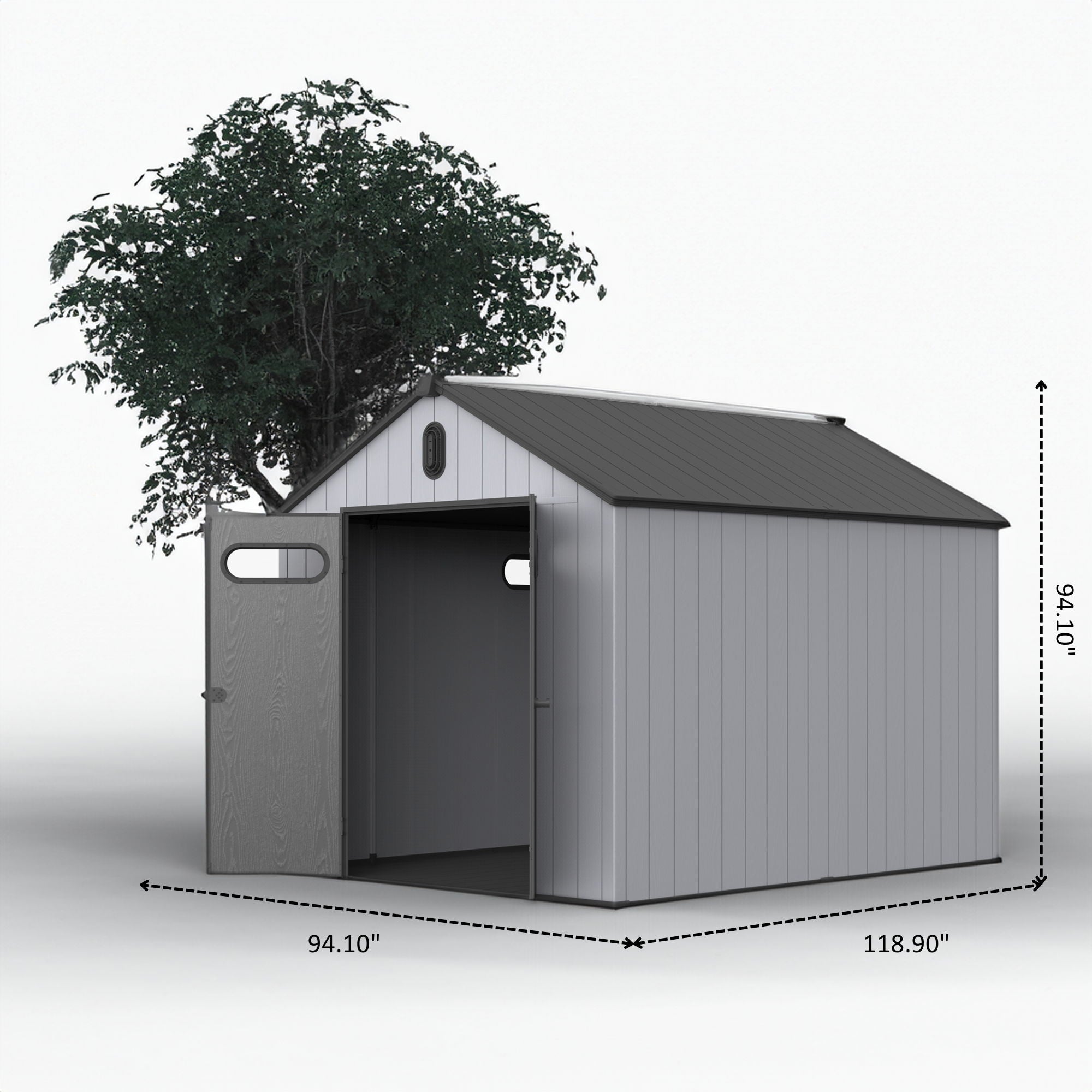 Sunshine Life - Resin Plastic Storage Shed For Backyard Garden With Spire Tool Storage image 4