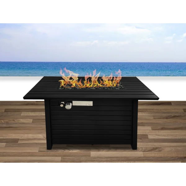 LSI Patio Furniture - Outdoor Fire Pit Table With Lid, Modern Design - Black image 1