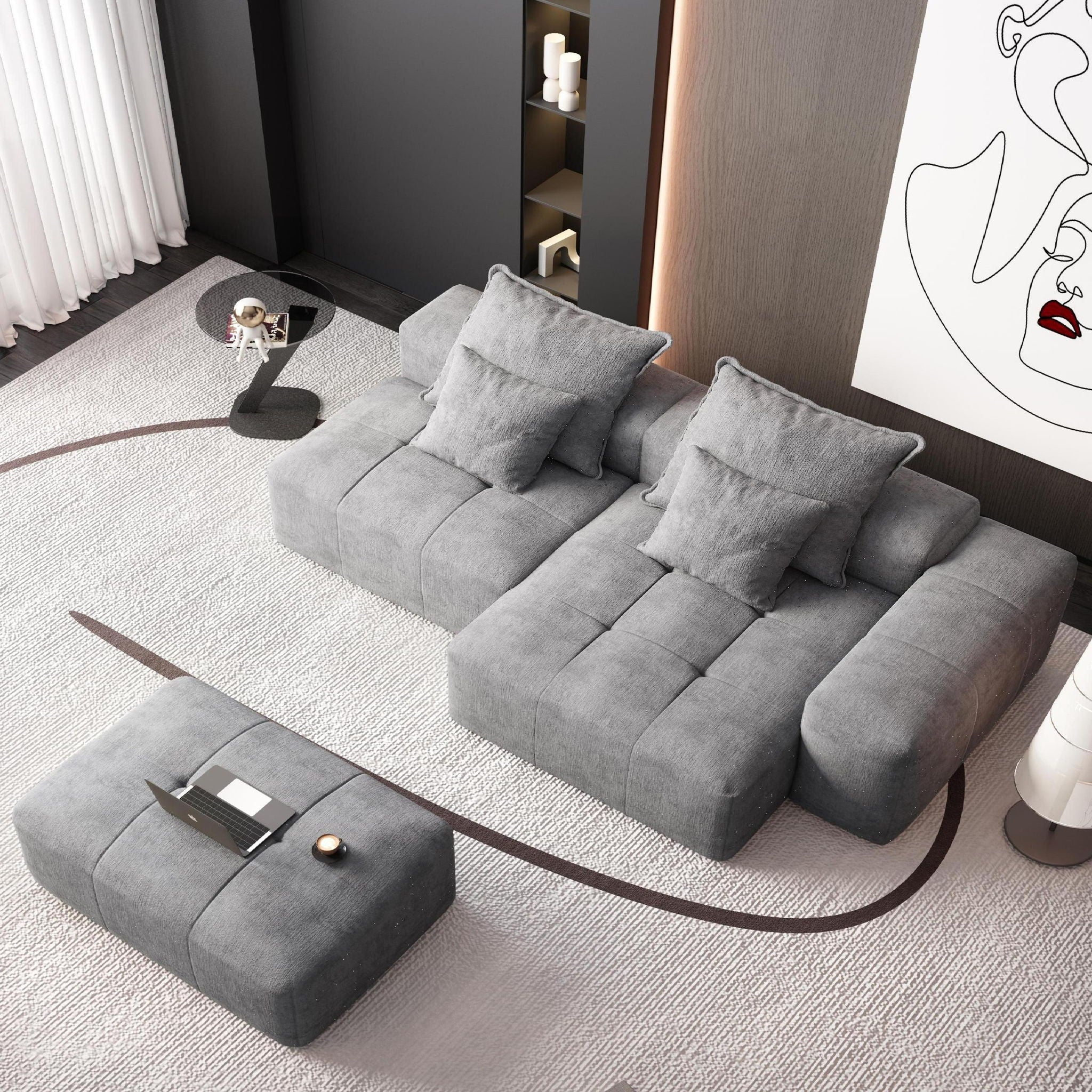 Bobby Furniture - Modern Oversized Diy Combination Modular Sectional Sofa With Pillows image 53
