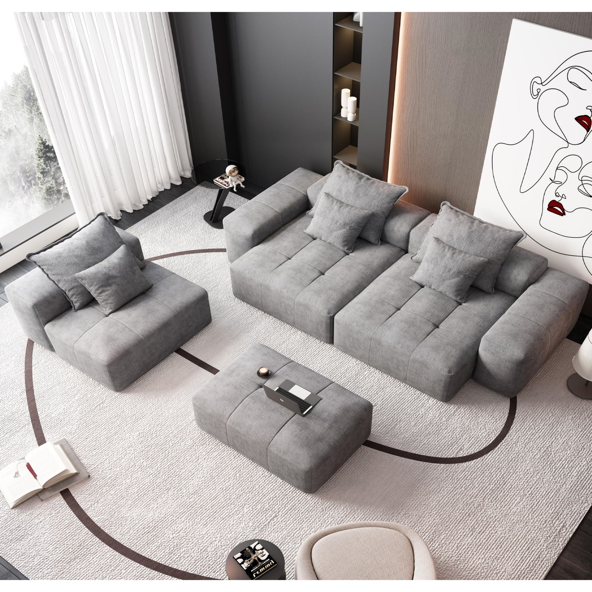 Bobby Furniture - Modern Oversized Diy Combination Modular Sectional Sofa With Pillows image 59