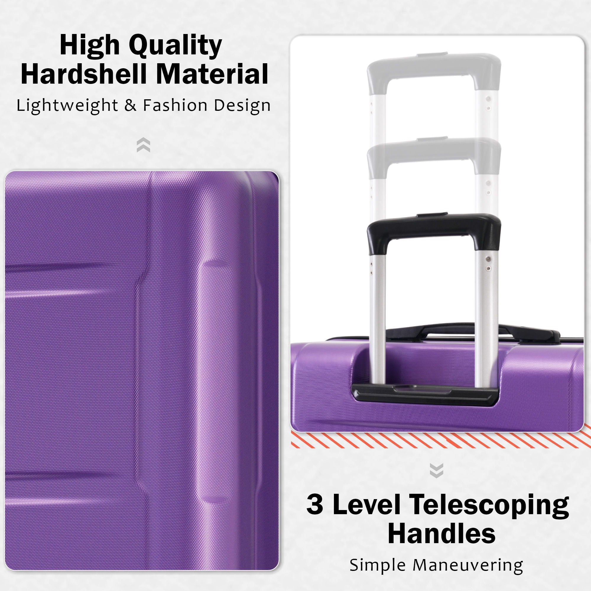 SUM Luggage - 2 Piece Luggage Set With Bags Expanable Spinner Wheels ABS Lightweight Suitcase With Tsa Lock 20" / 24" image 21
