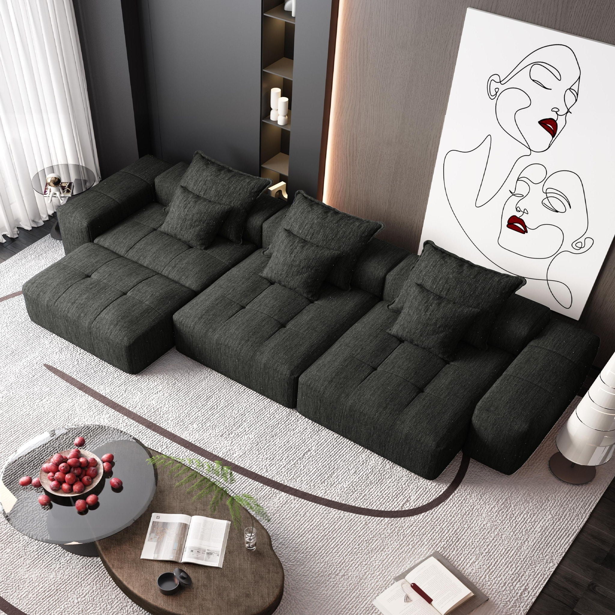 Bobby Furniture - Modern Oversized Diy Combination Modular Sectional Sofa With Pillows image 6