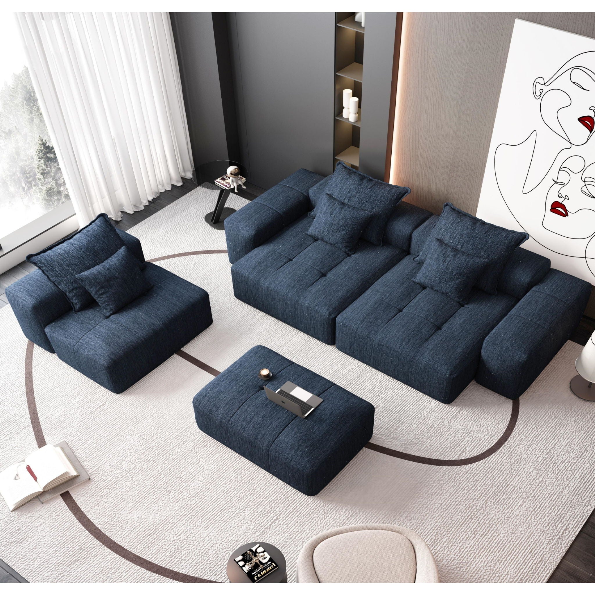 Bobby Furniture - Modern Oversized Diy Combination Modular Sectional Sofa With Pillows image 52