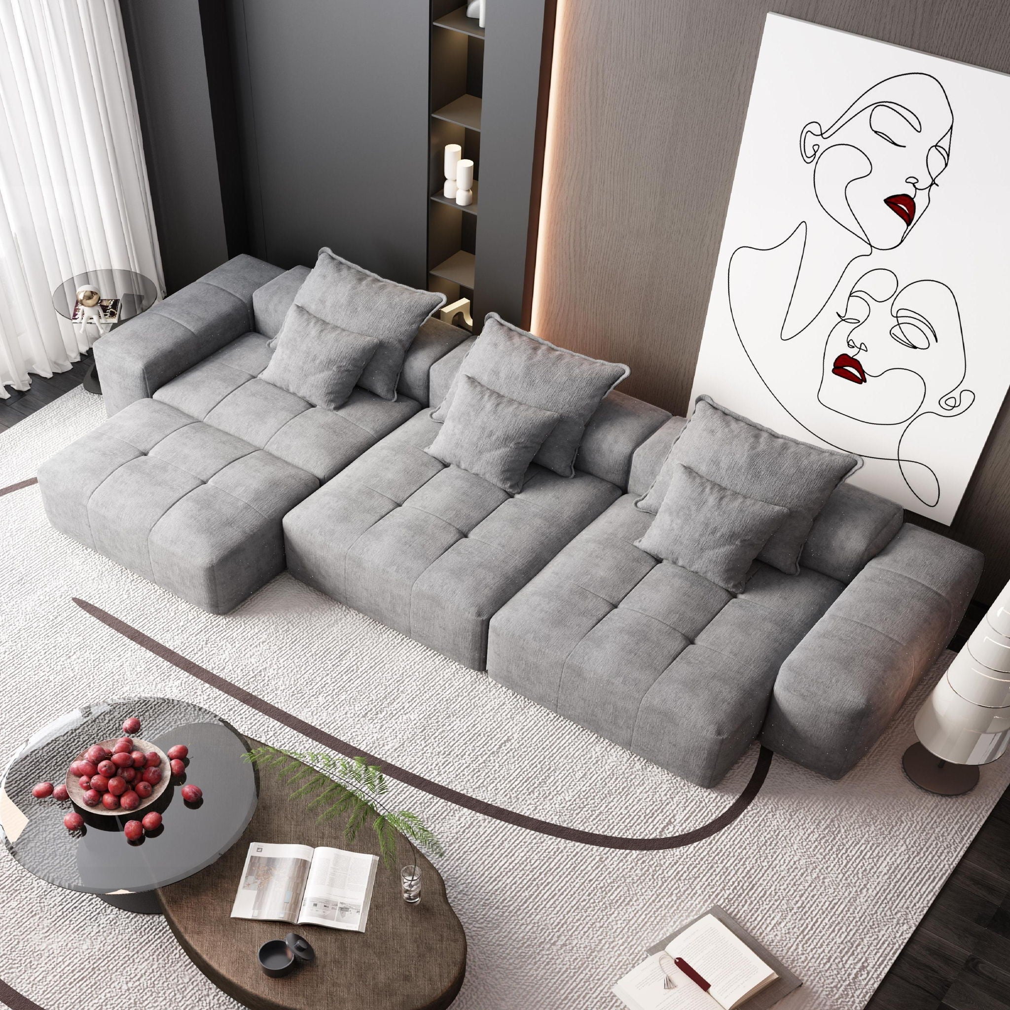 Bobby Furniture - Modern Oversized Diy Combination Modular Sectional Sofa With Pillows image 42