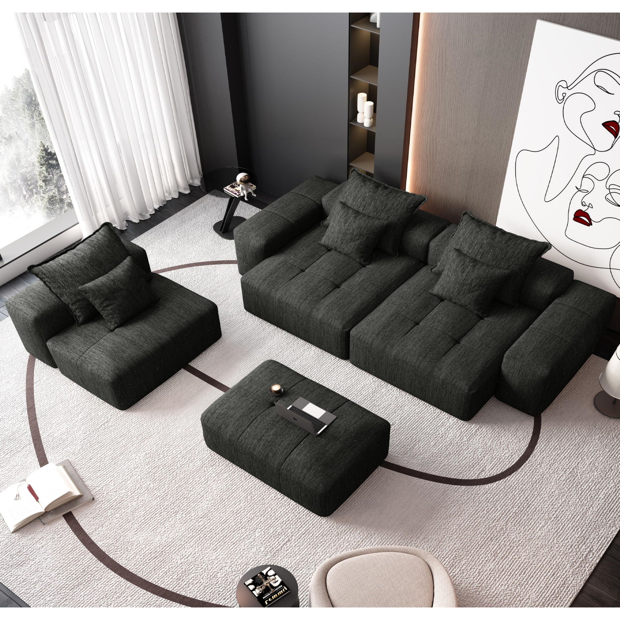 Bobby Furniture - Modern Oversized Diy Combination Modular Sectional Sofa With Pillows image 84