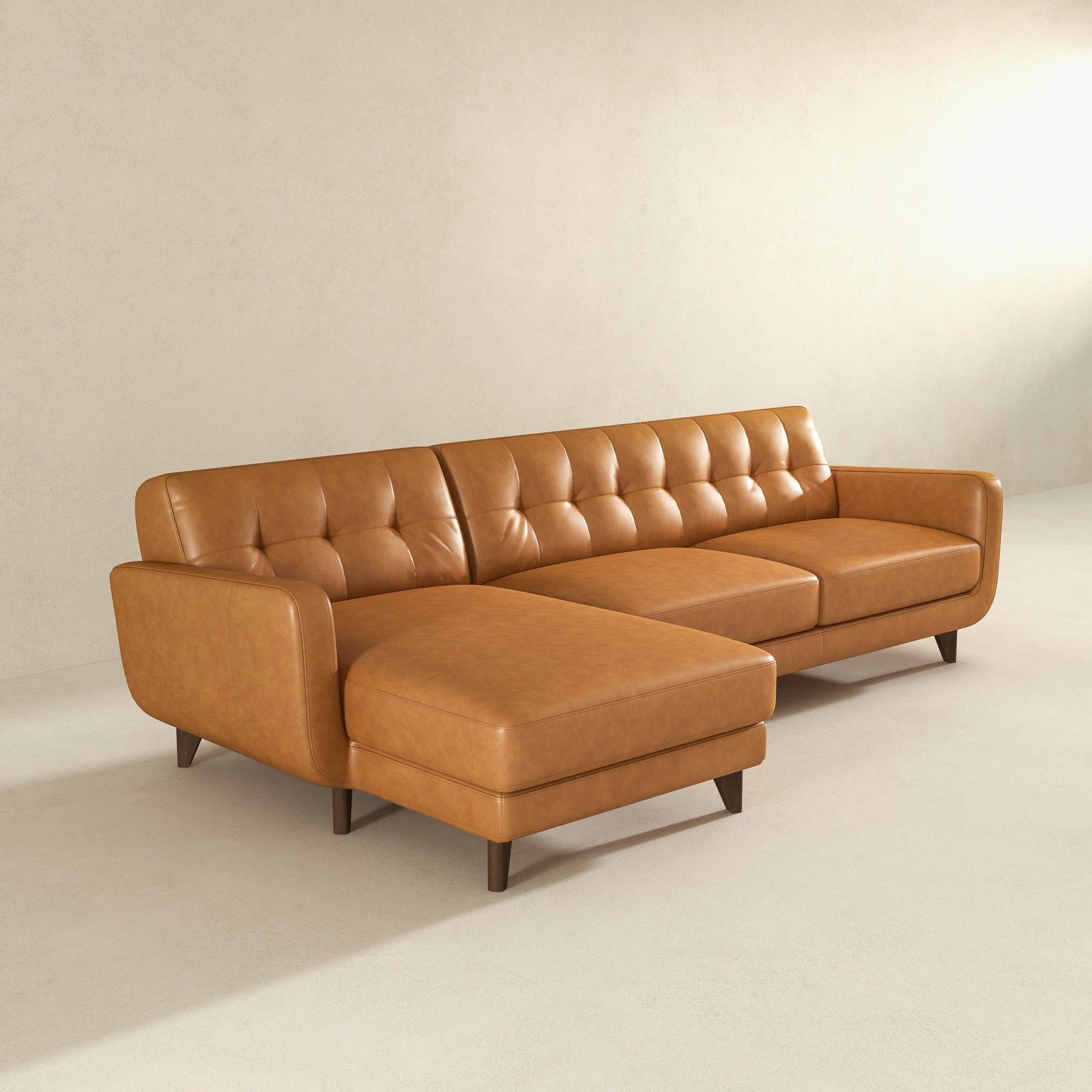 Ashcroft Furniture - Allison - Mid-Century Modern Leather Sectional Sofa Chaise image 2