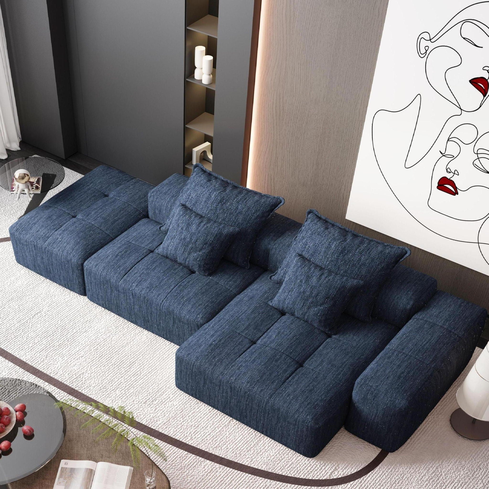 Bobby Furniture - Modern Oversized Diy Combination Modular Sectional Sofa With Pillows image 56