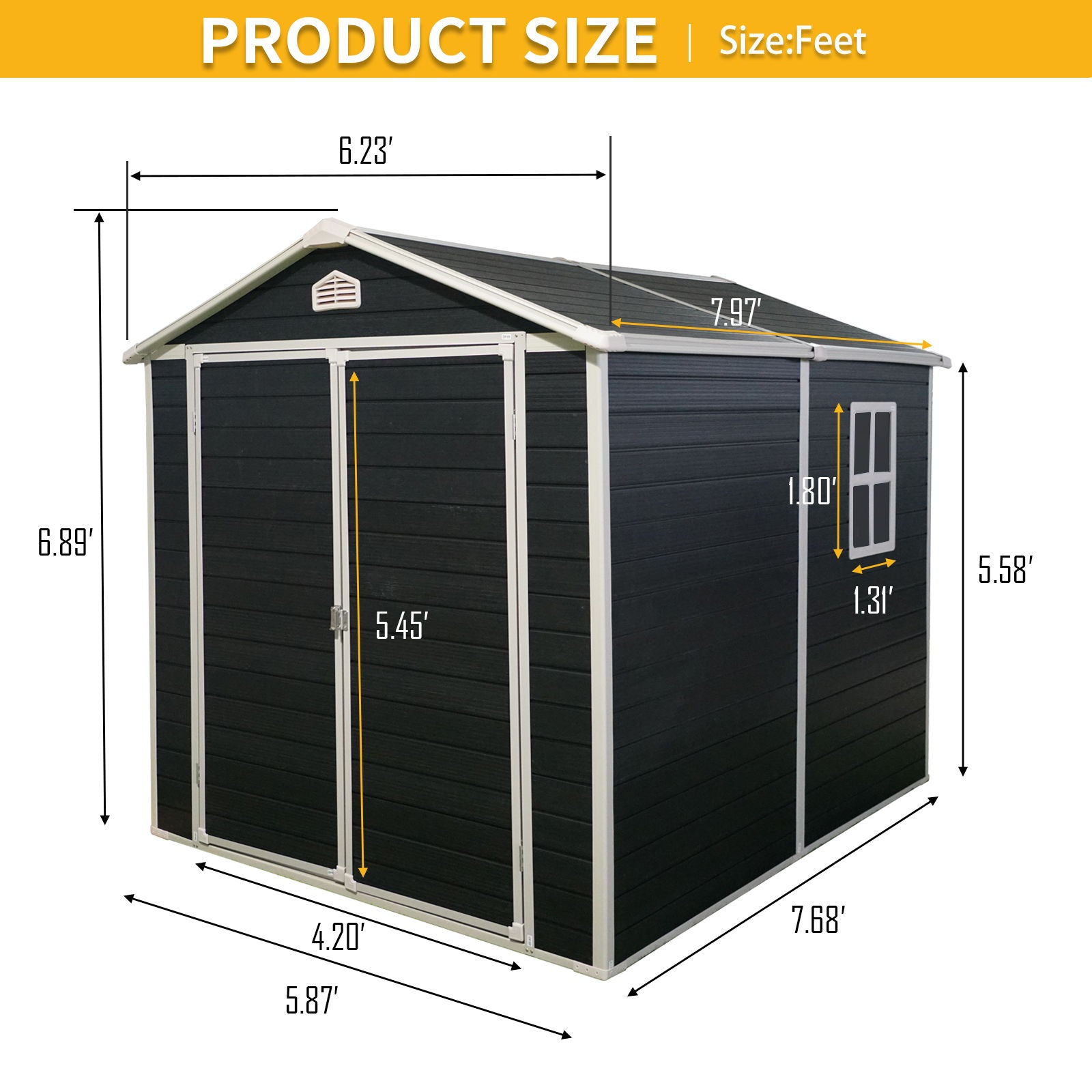 WWC - Resin Outdoor Storage Shed Kit Perfect To Store Patio Furniture - Black image 2