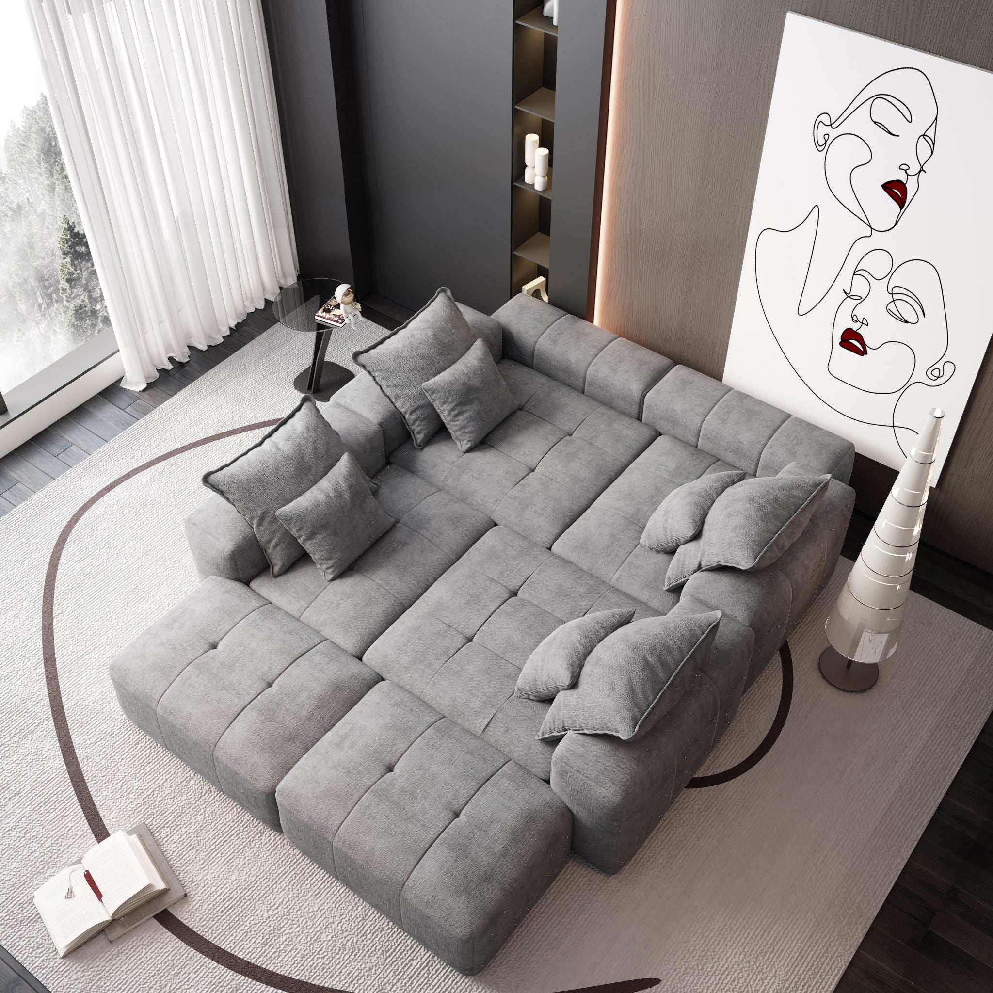 Bobby Furniture - Modern Oversized Diy Combination Modular Sectional Sofa With Pillows image 37