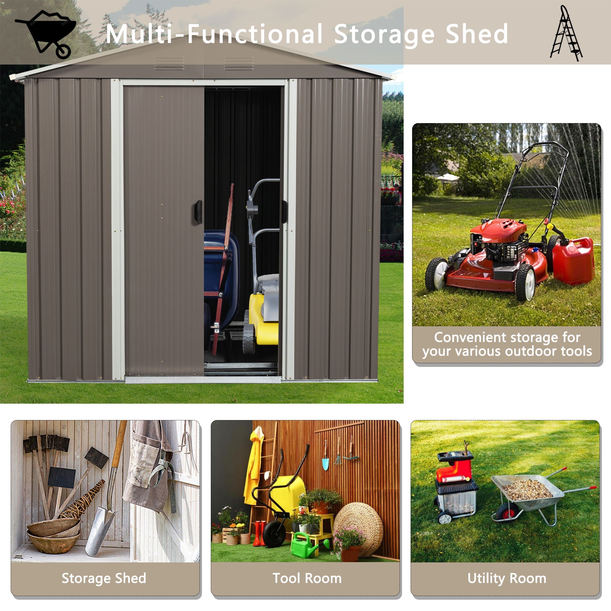 WWC - Outdoor Metal Storage Shed With Window image 1