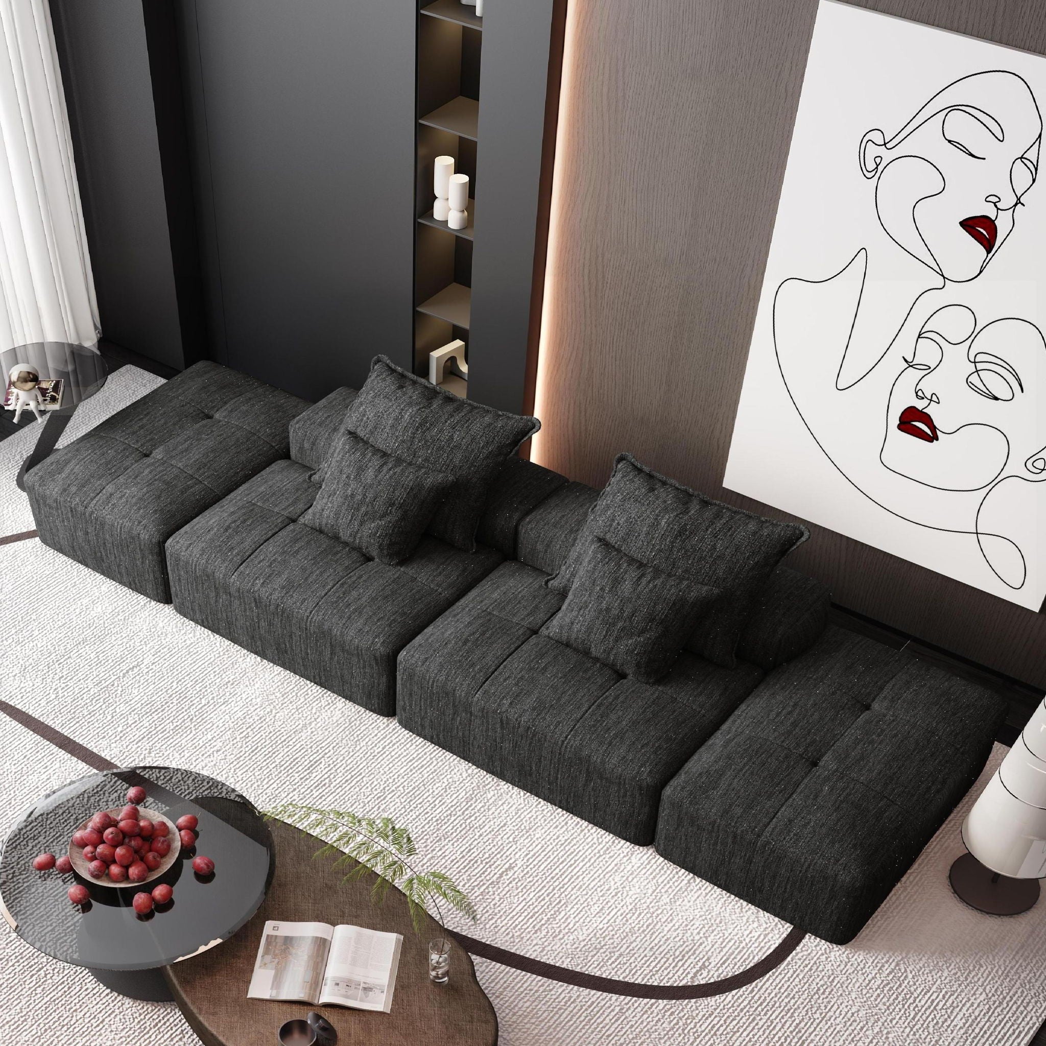 Bobby Furniture - Modern Oversized Diy Combination Modular Sectional Sofa With Pillows image 76