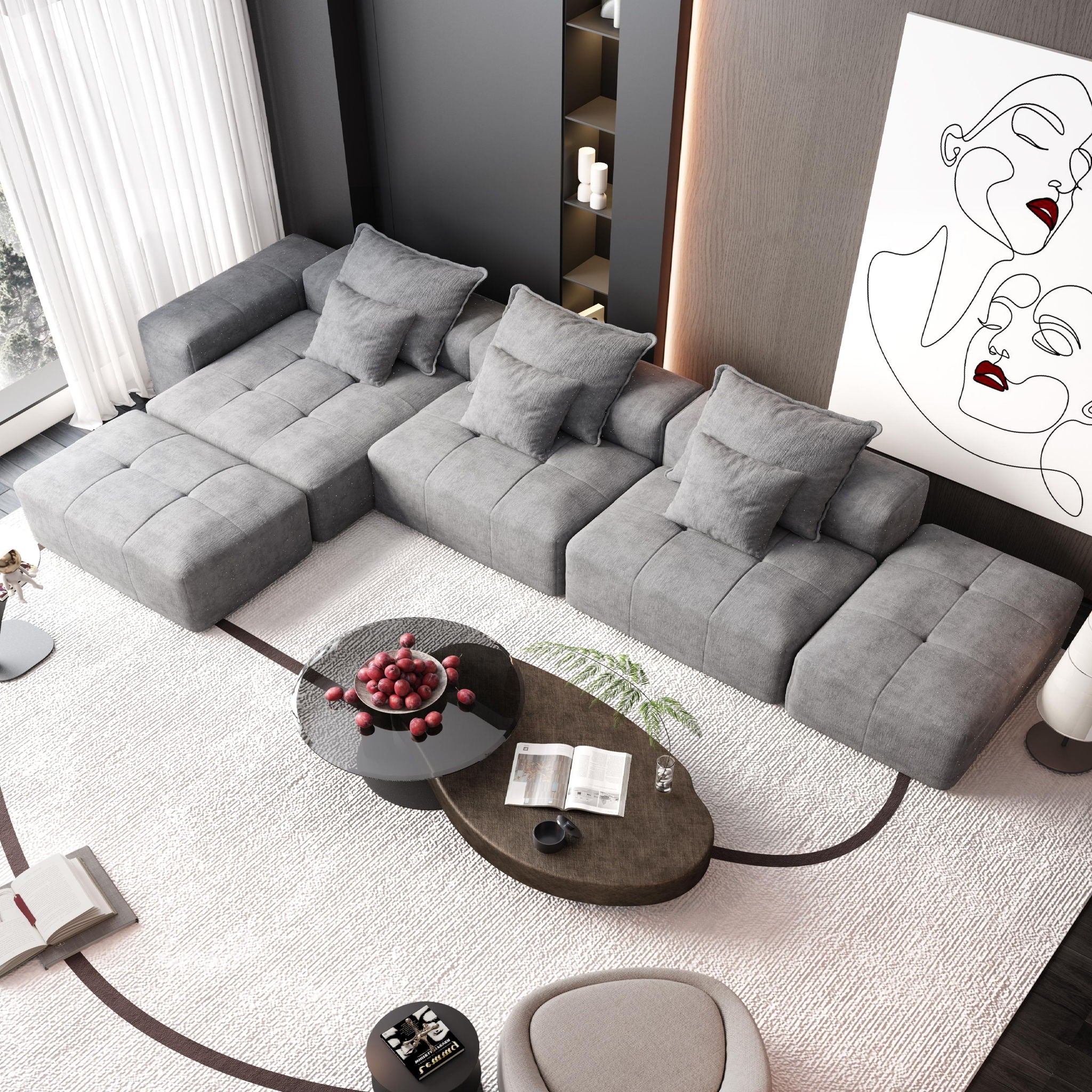Bobby Furniture - Modern Oversized Diy Combination Modular Sectional Sofa With Pillows image 90