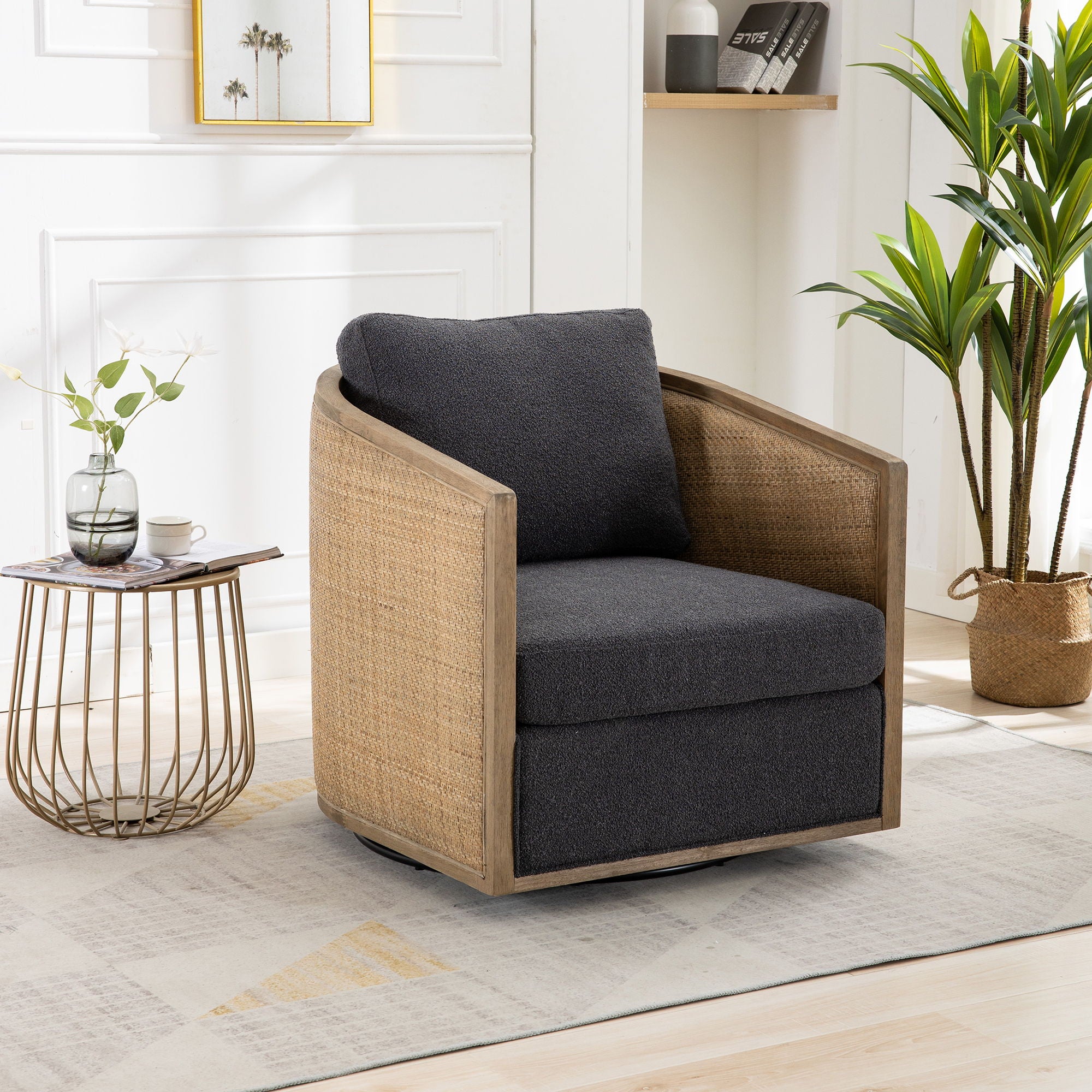Coolmore - Barrel, Comfy Round Accent Sofa Chair With 360 Degree Swivel, Leisure Arm image 16