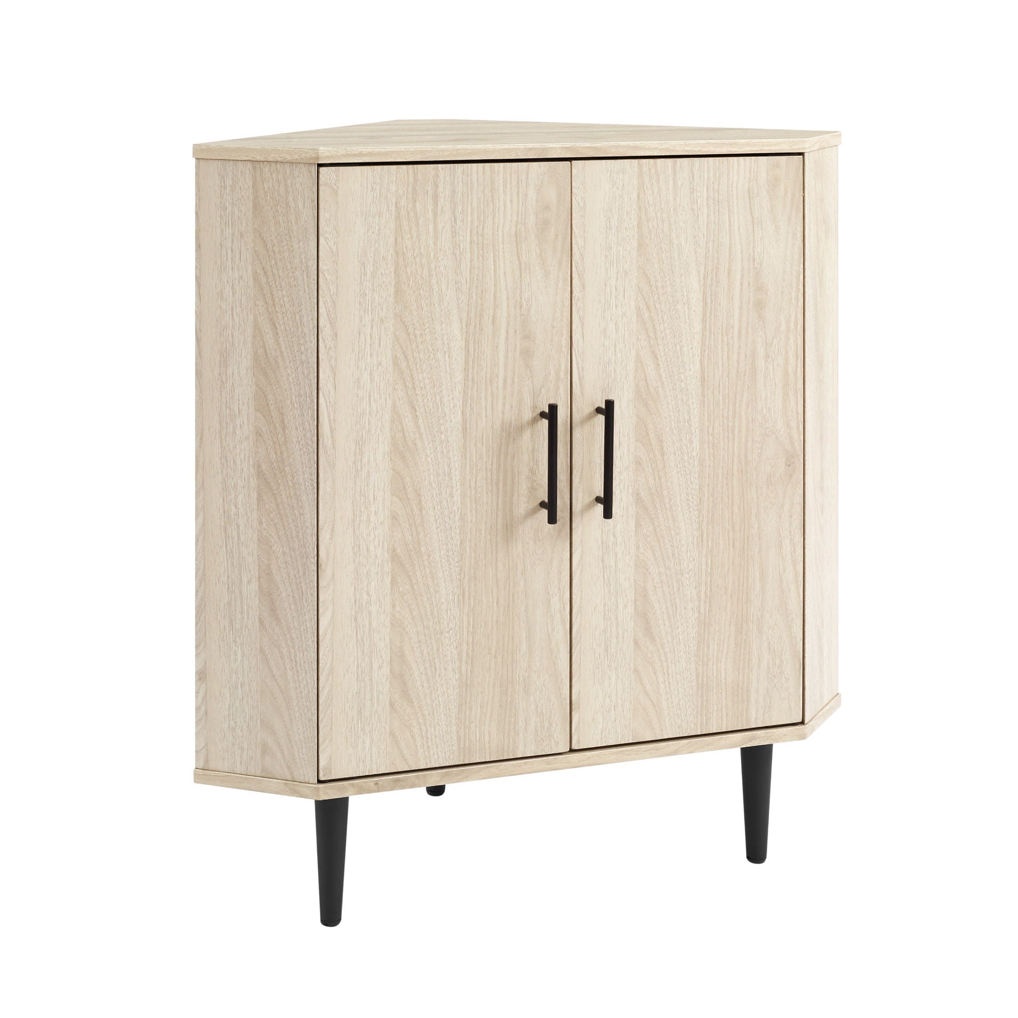 Walker Edison - Contemporary 2 Door Mixed-Material Corner Accent Cabinet image 3