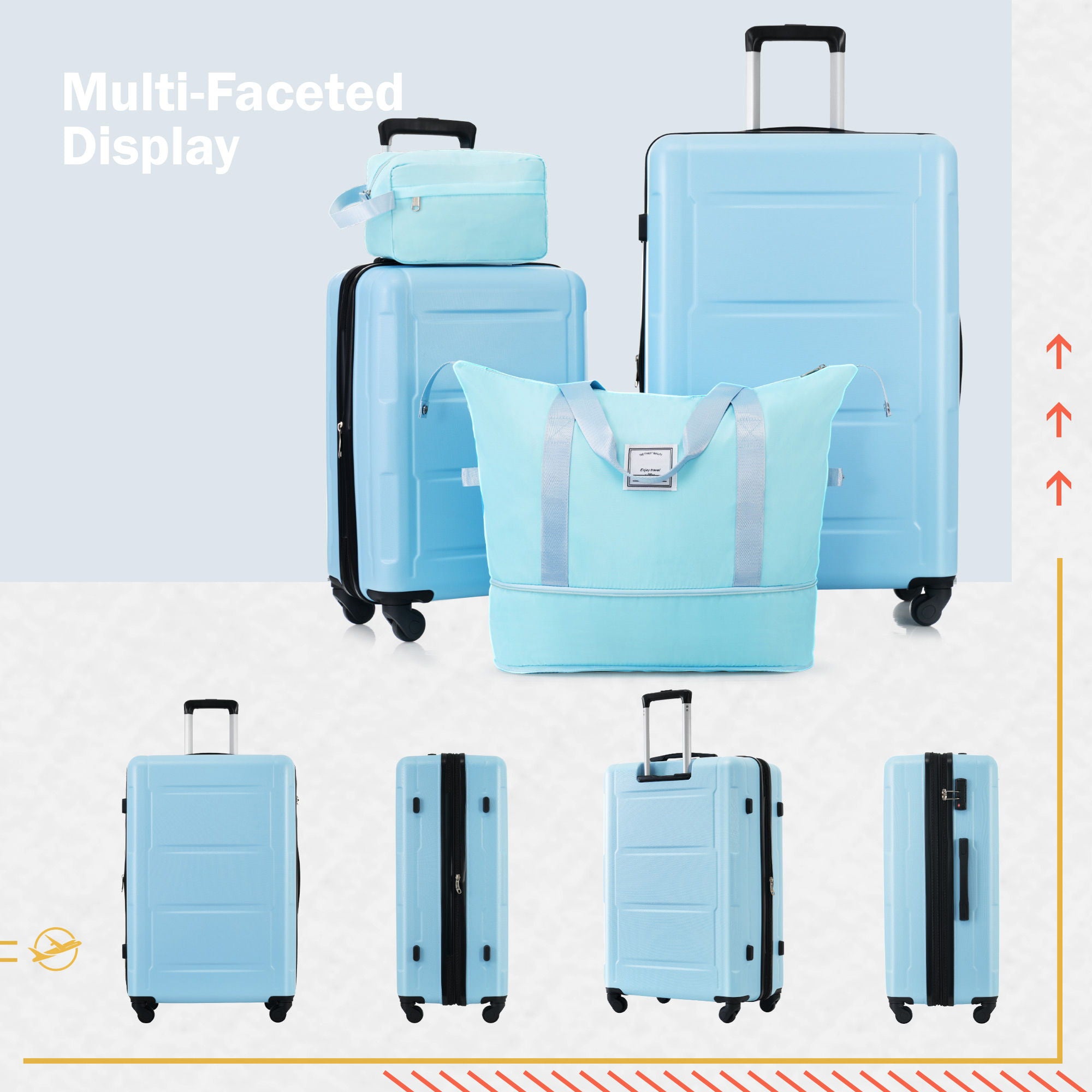 SUM Luggage - 2 Piece Luggage Set With Bags Expanable Spinner Wheels ABS Lightweight Suitcase With Tsa Lock 20" / 24" image 6