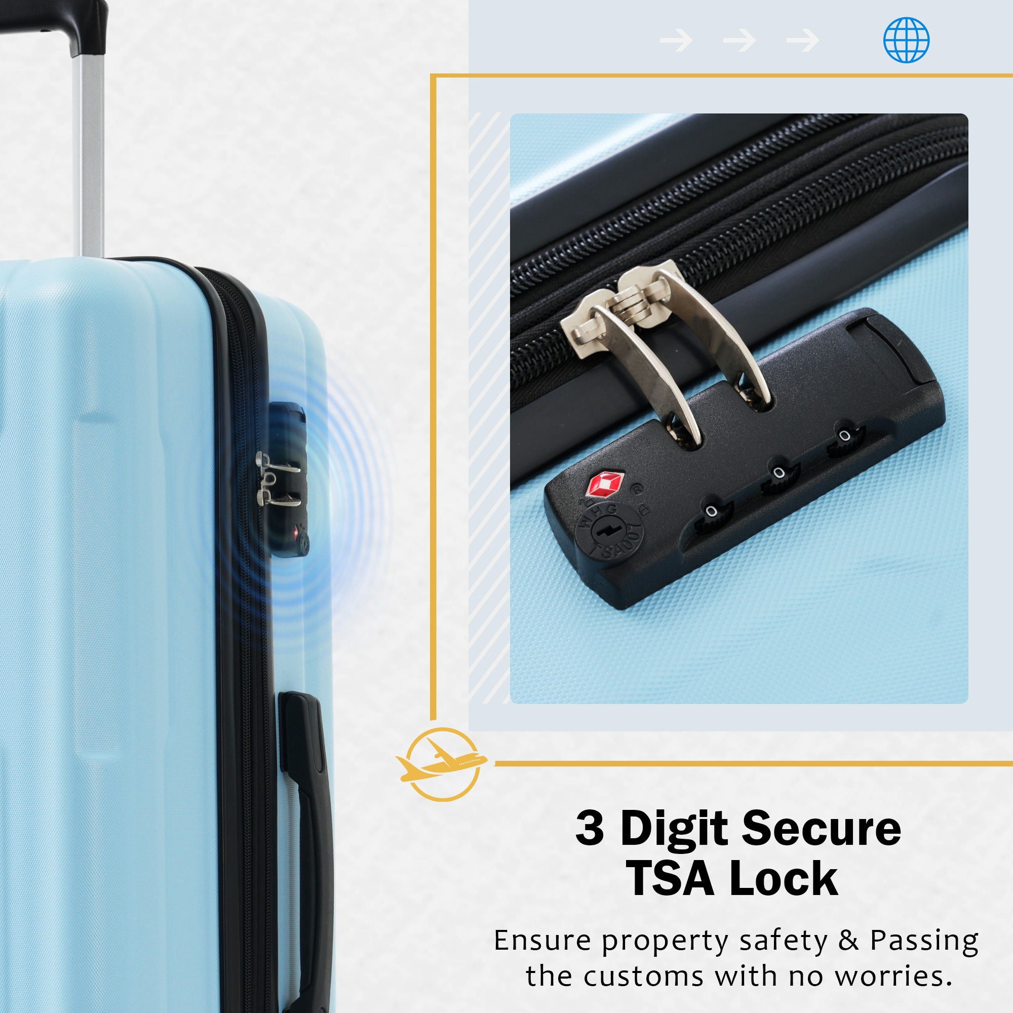 SUM Luggage - 2 Piece Luggage Set With Bags Expanable Spinner Wheels ABS Lightweight Suitcase With Tsa Lock 20" / 24" image 16